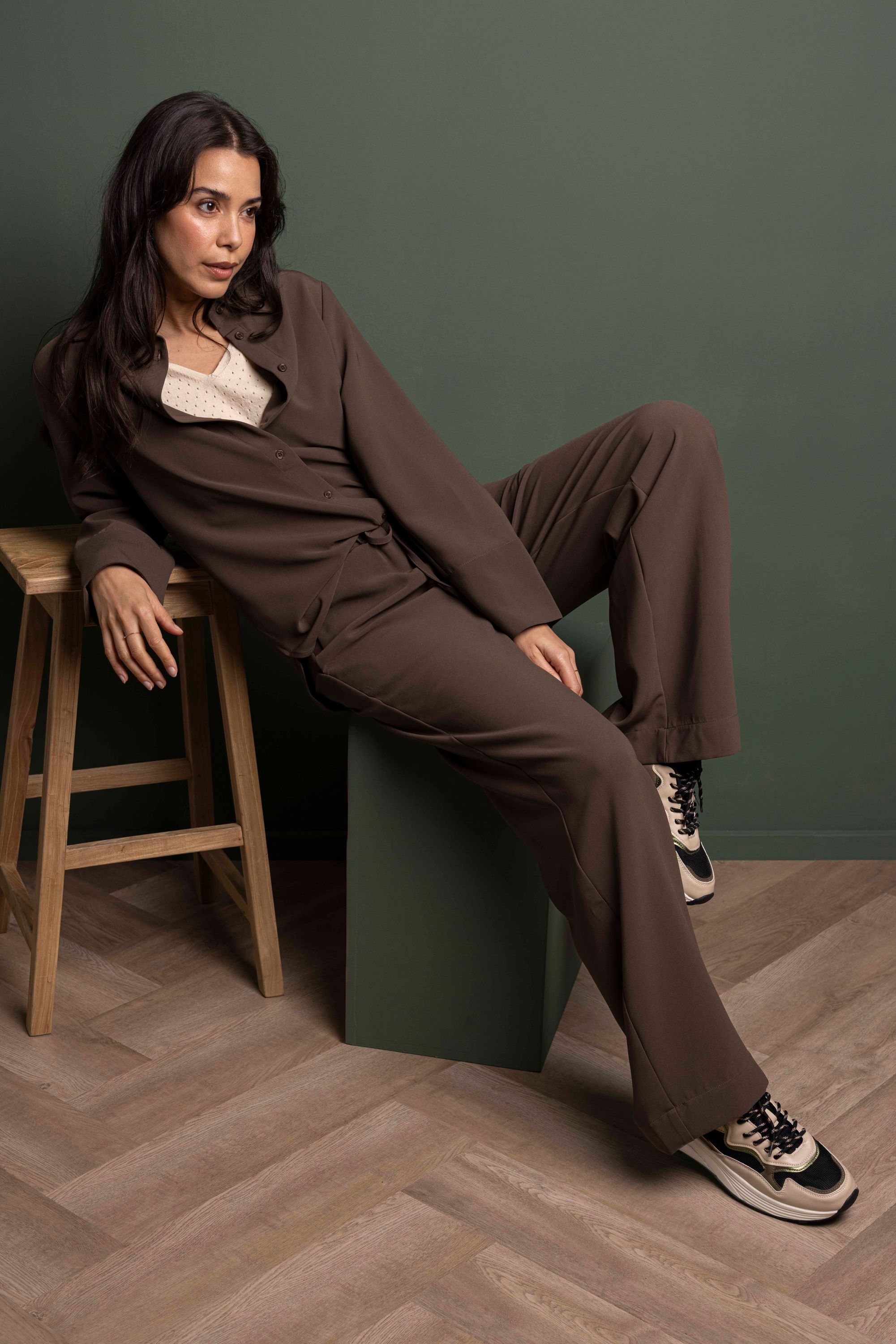 Norah Bruine blouse met klassieke kraag brown 218041-200-46