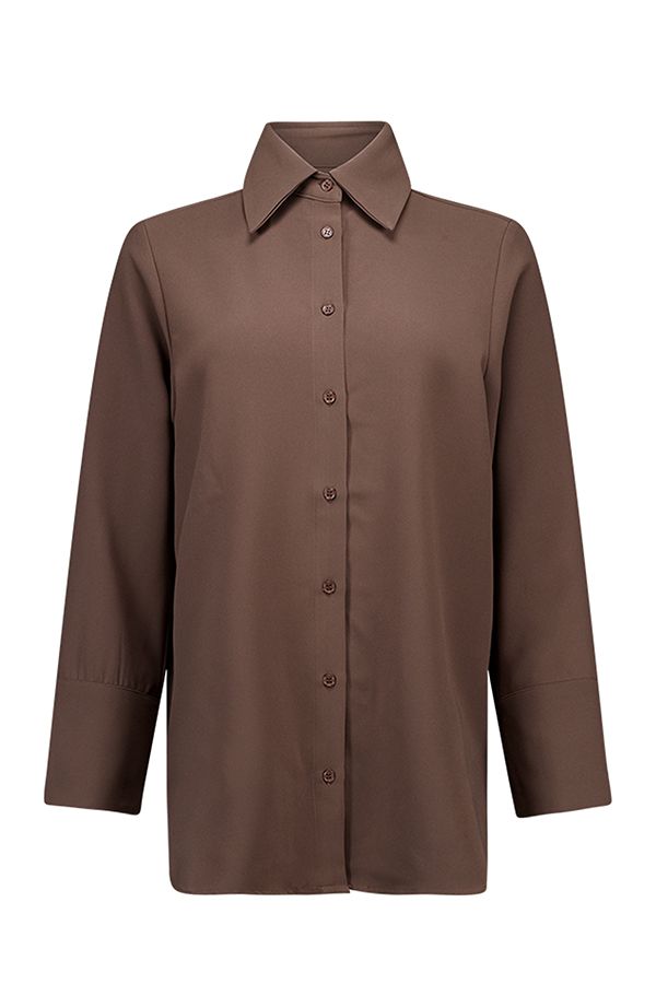 Norah Bruine blouse met klassieke kraag brown 218041-200-46