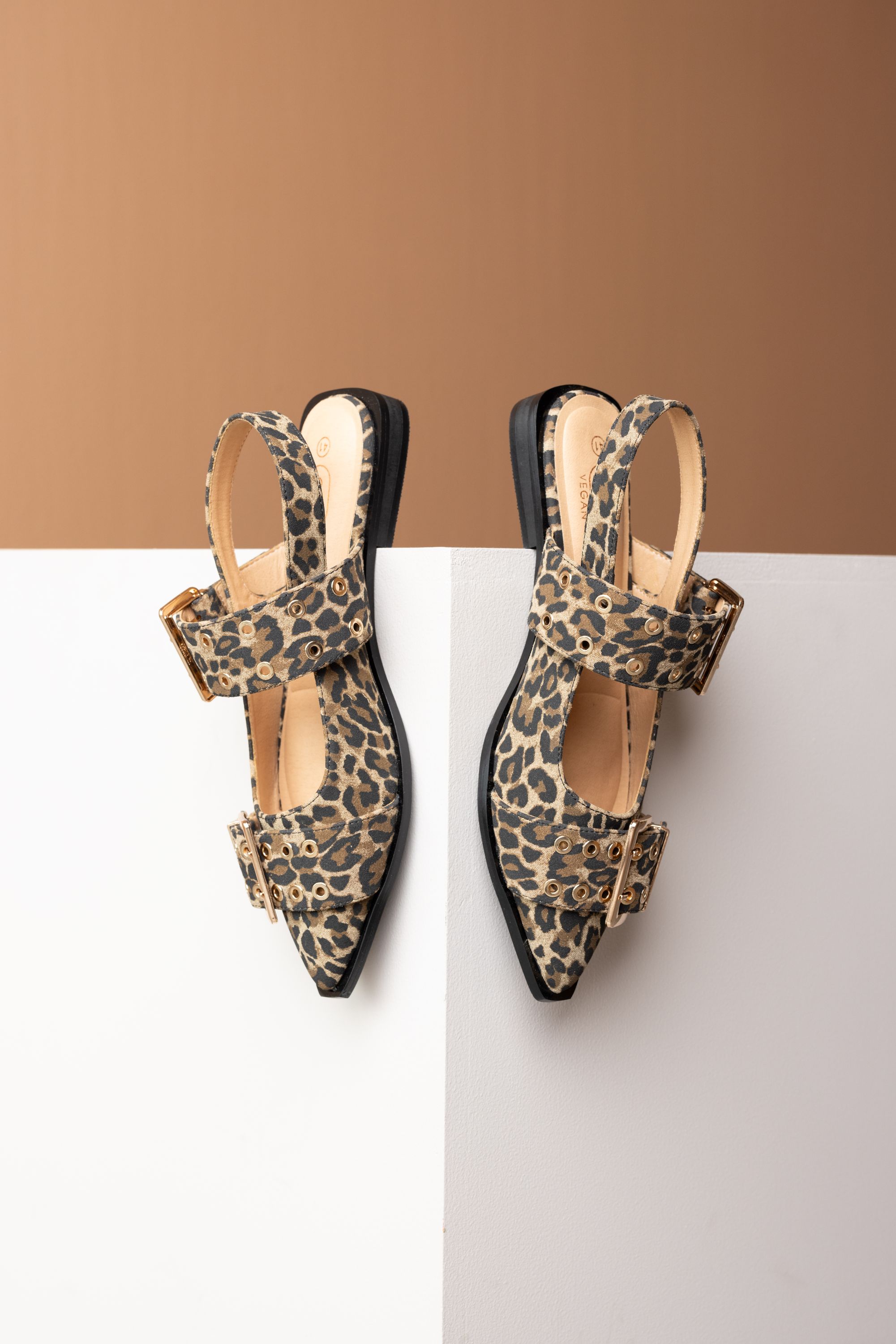 Norah Panterprint slingback met gespsluiting black/brown 218052-032-36