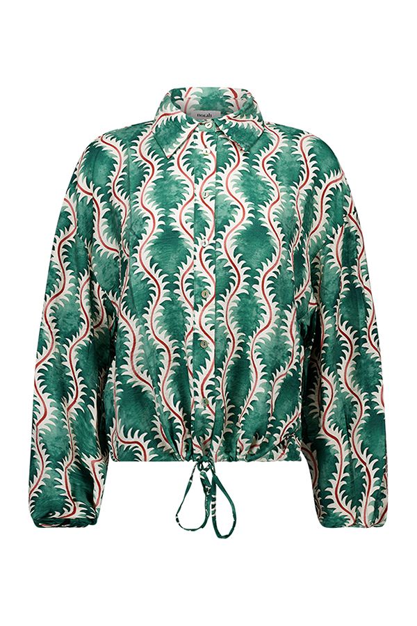 Norah Groene blouse met golvende print green multicolor 218053-520-46-48