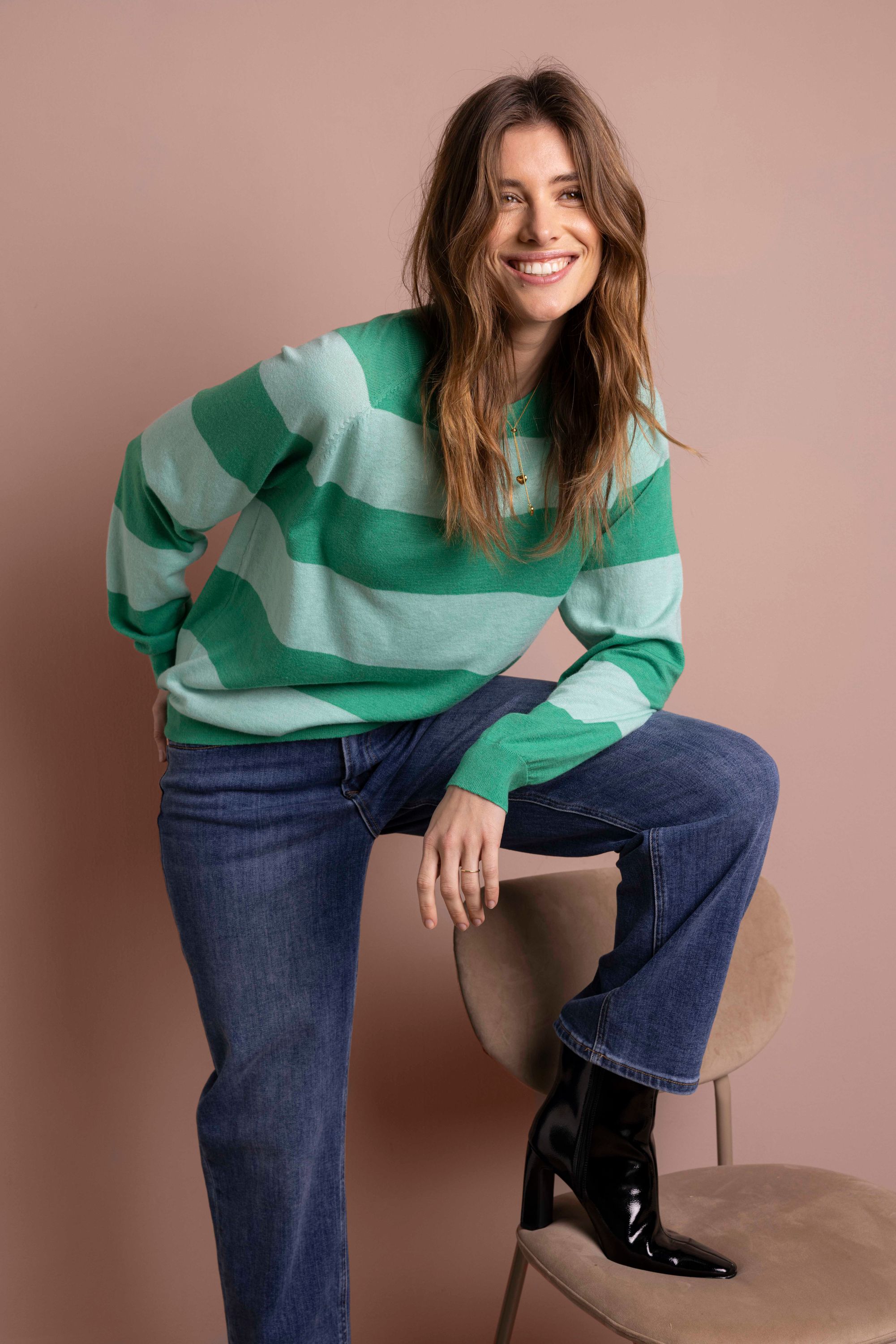 Norah Groen gestreepte trui green multicolor 218058-520-42