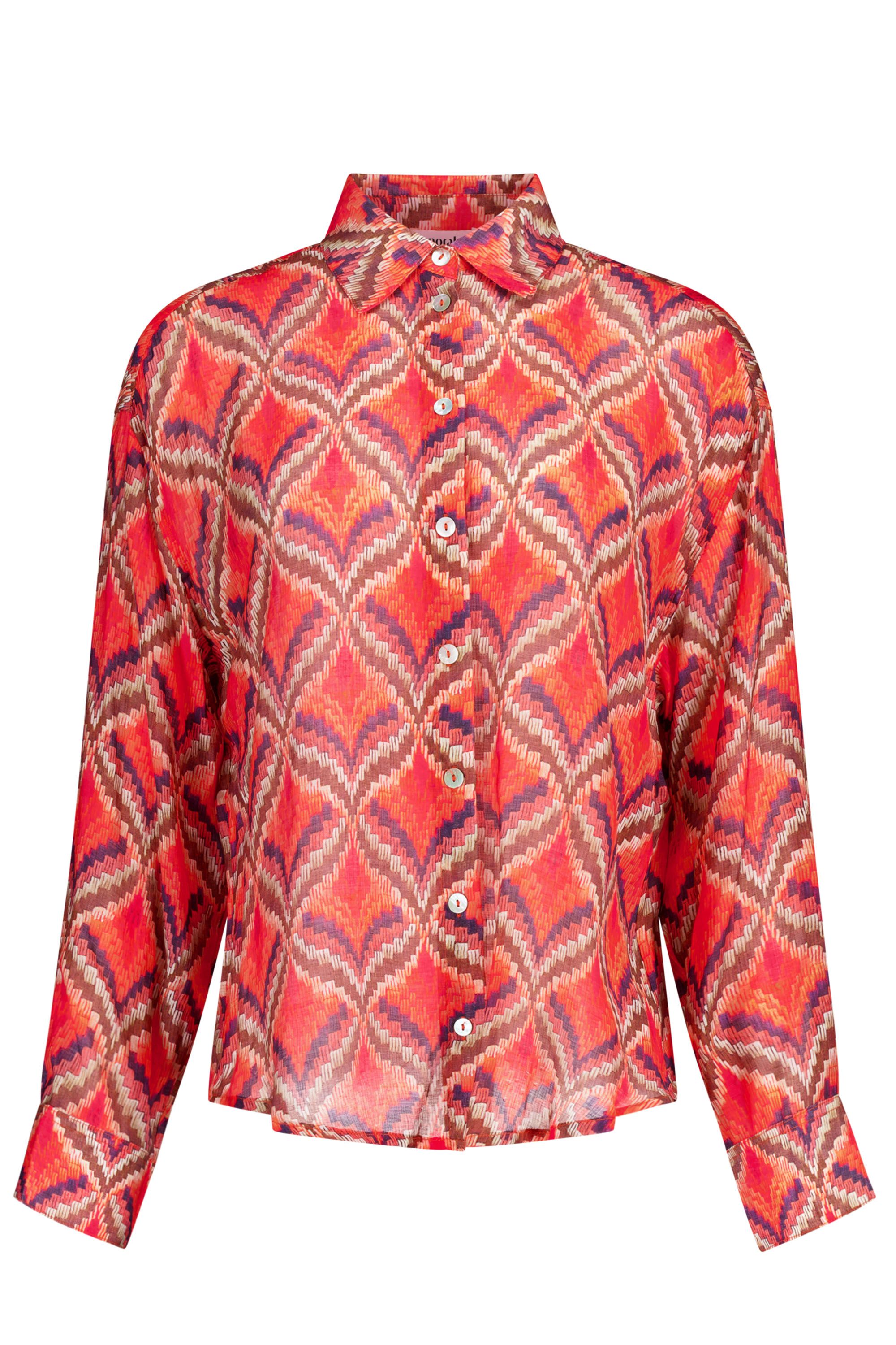Norah Rode blouse met grafische print multicolor 218059-002
