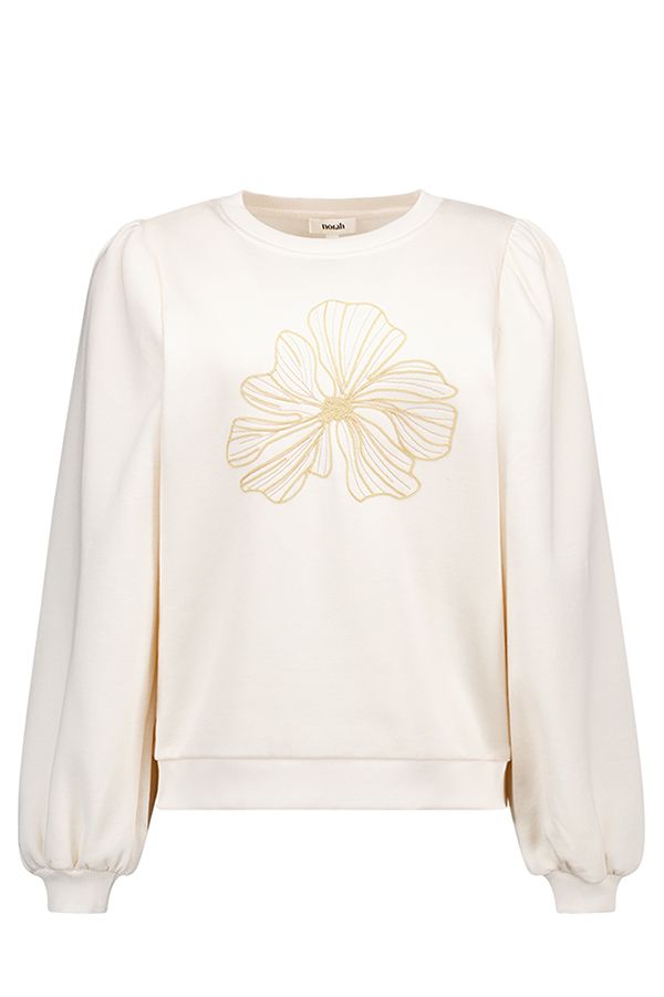Norah Off-white sweater met bloem off-white 218060-101-36