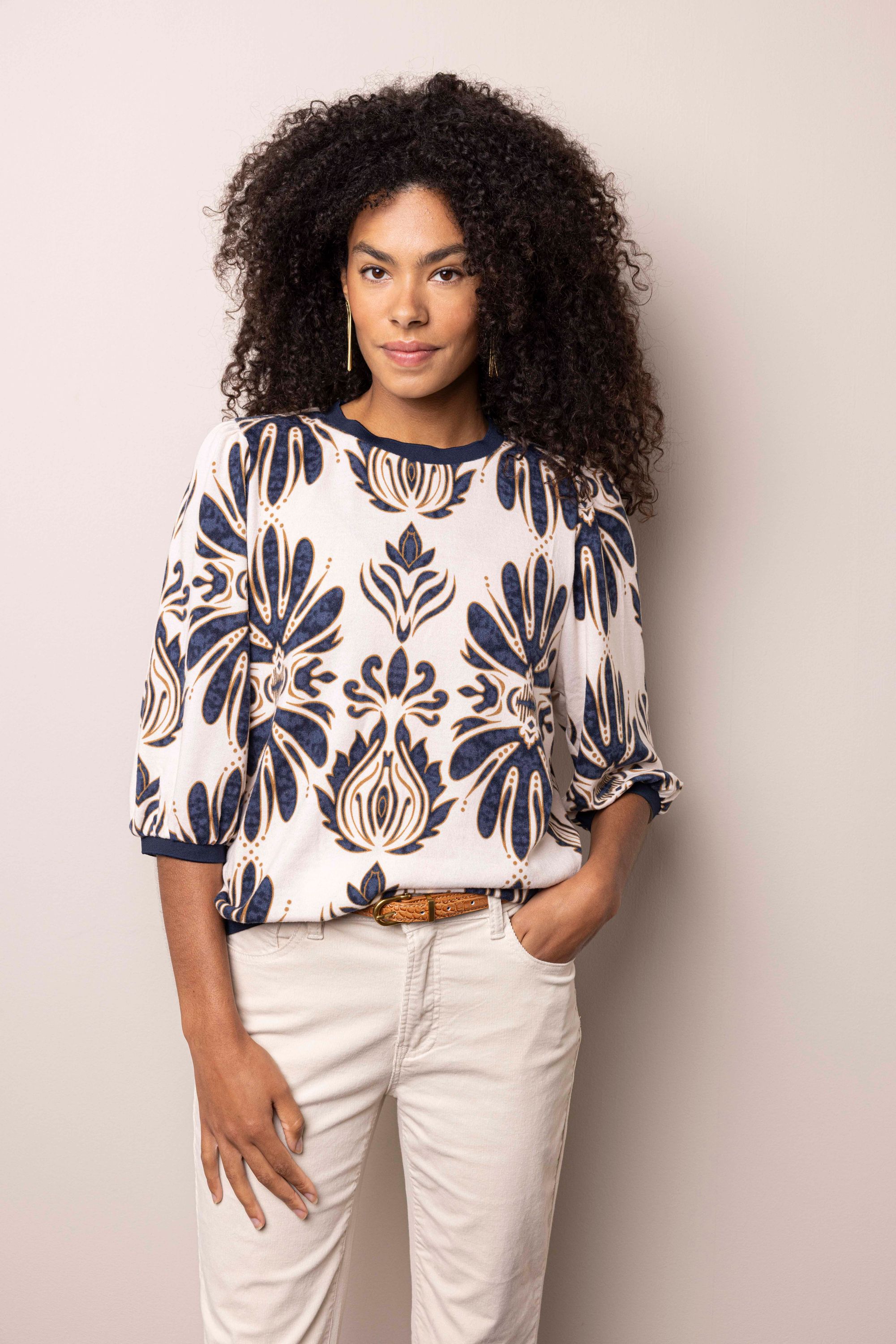 Norah Shirt met grafische print blue multicolor 218072-420-42