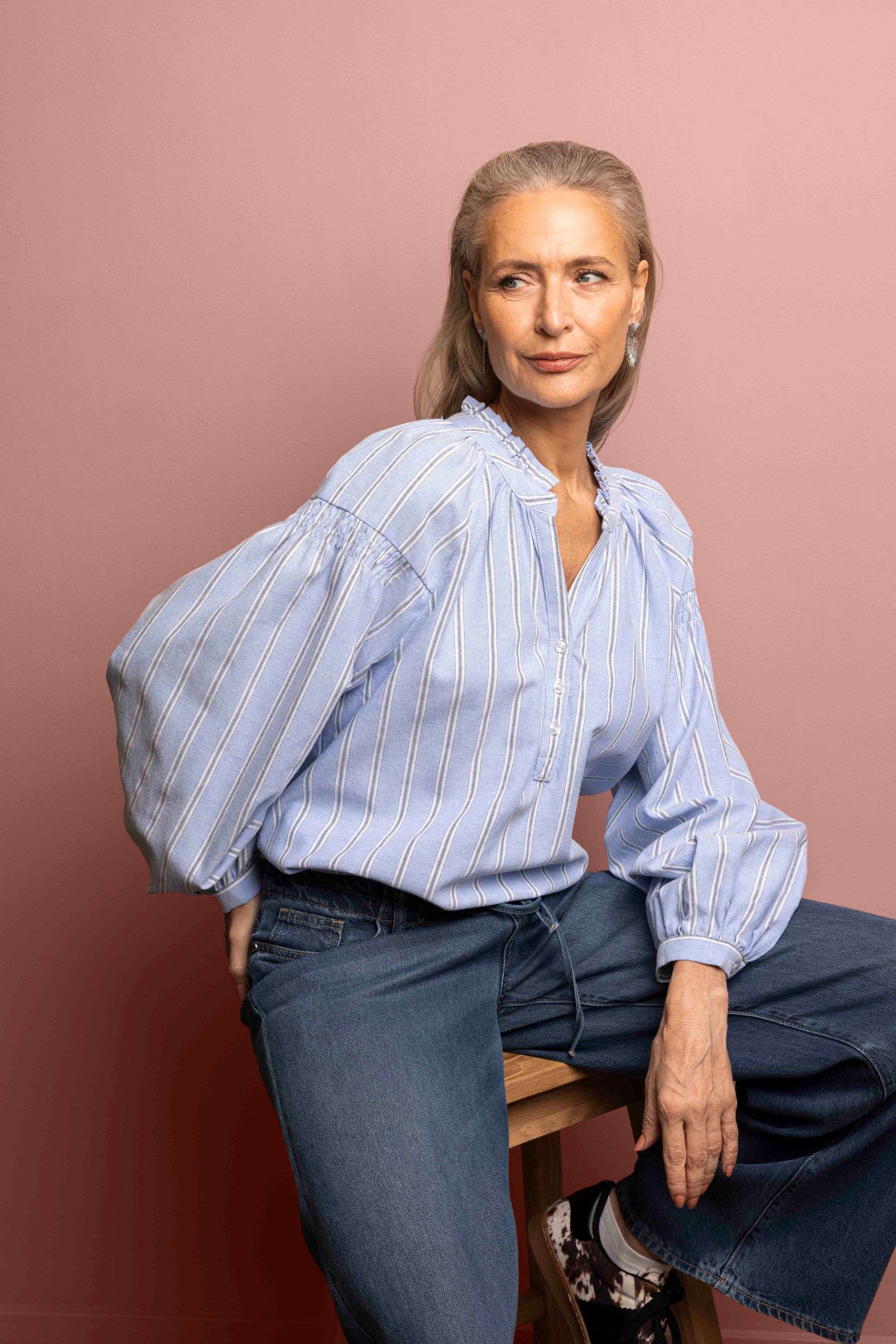 Norah Blauw/wit gestreepte blouse blue multicolor 218075-420-34