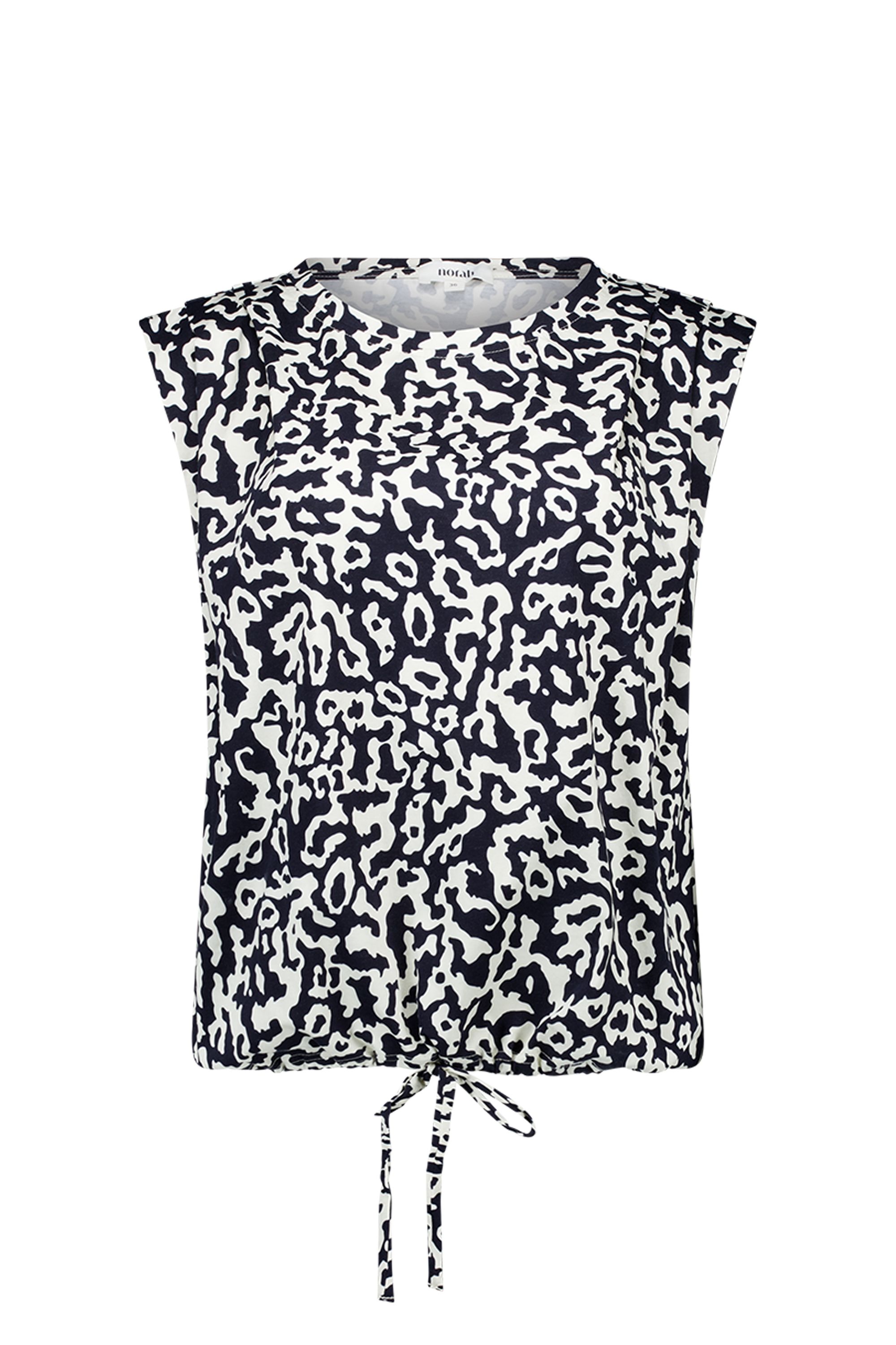 Norah Donkerblauwe top met grafische print blue/ecru 218076-441-34