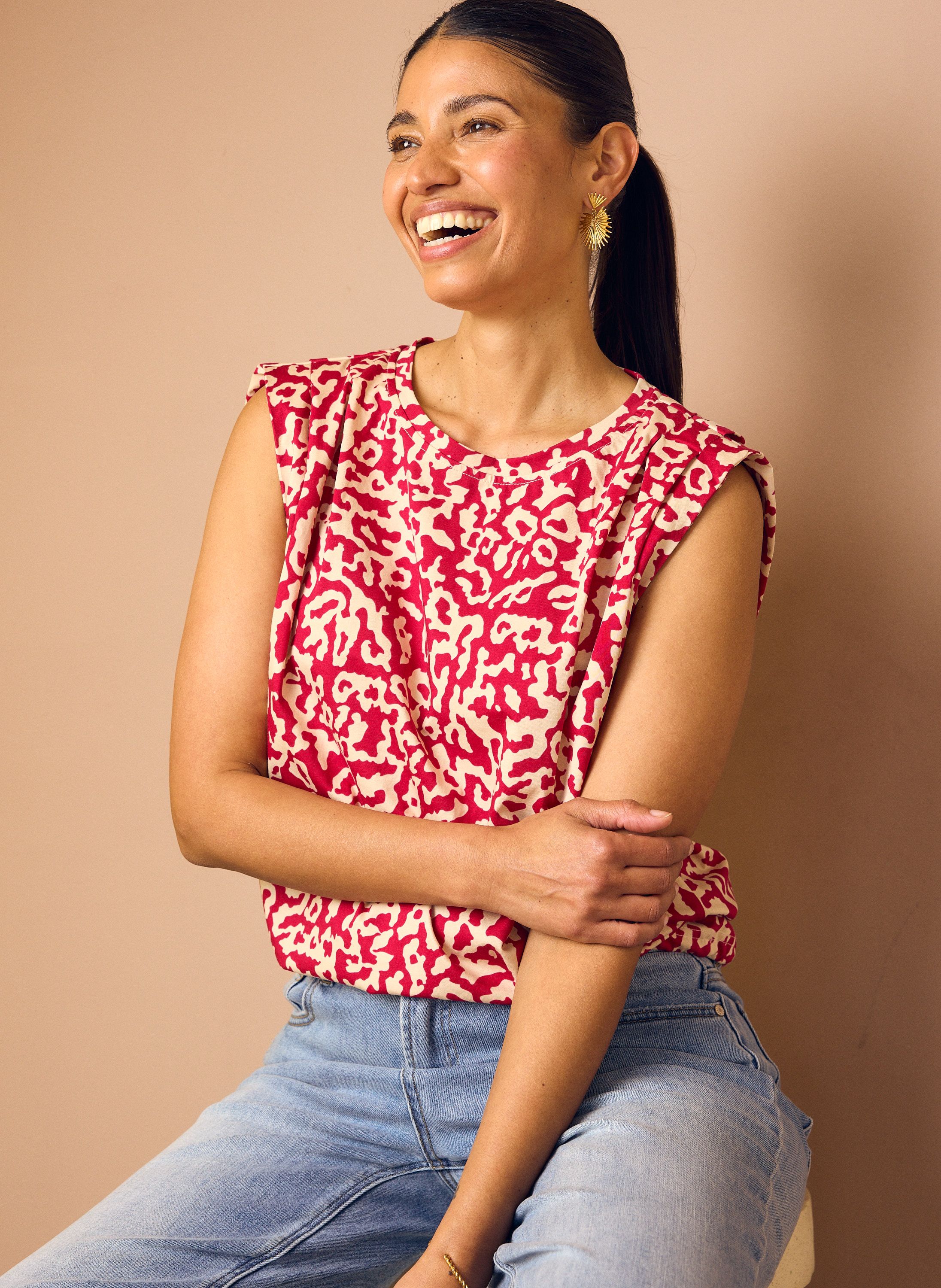 Norah Roze top met grafische print pink/ecru 218076-941-36