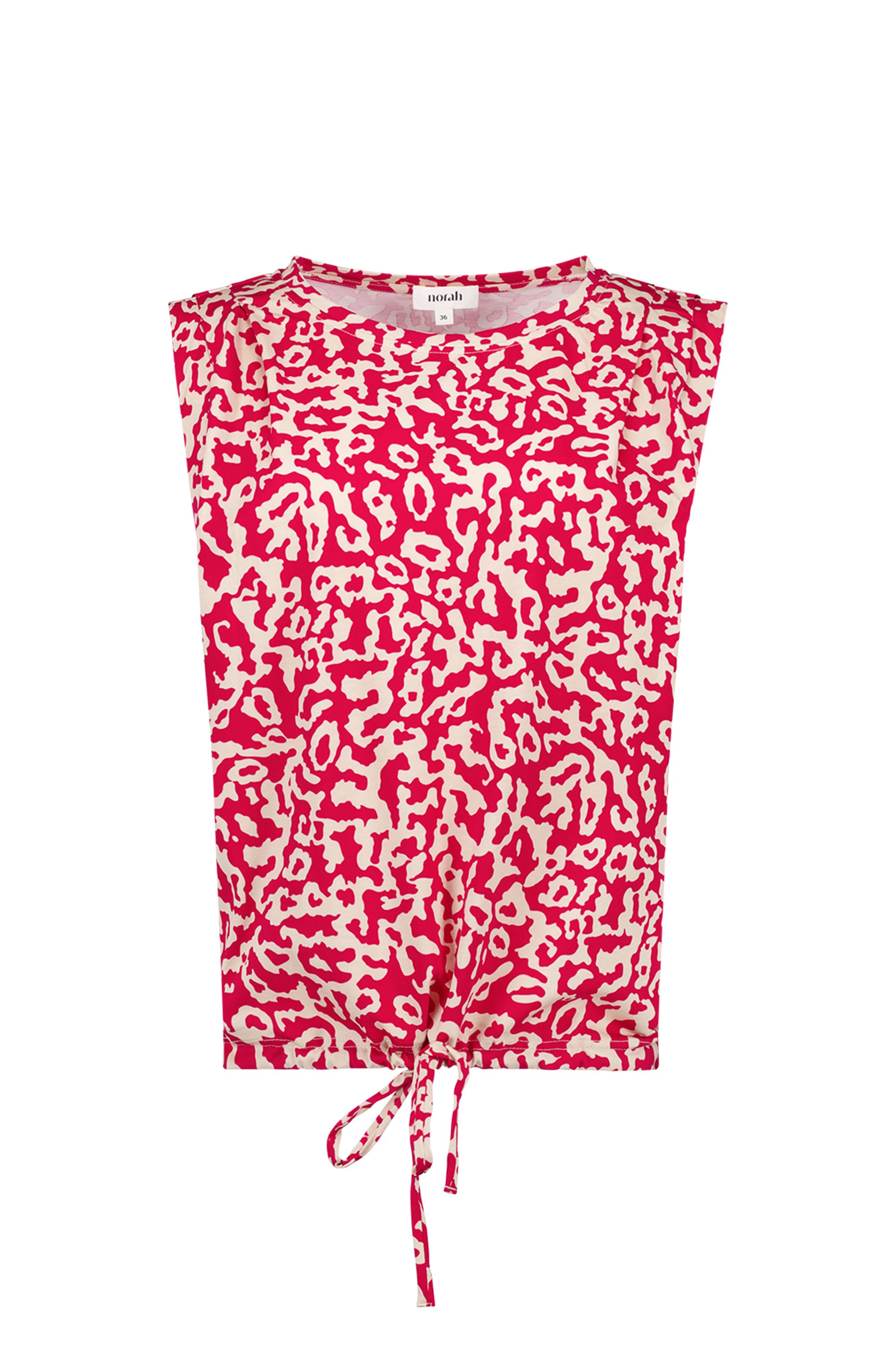 Norah Roze top met grafische print pink/ecru 218076-941-36