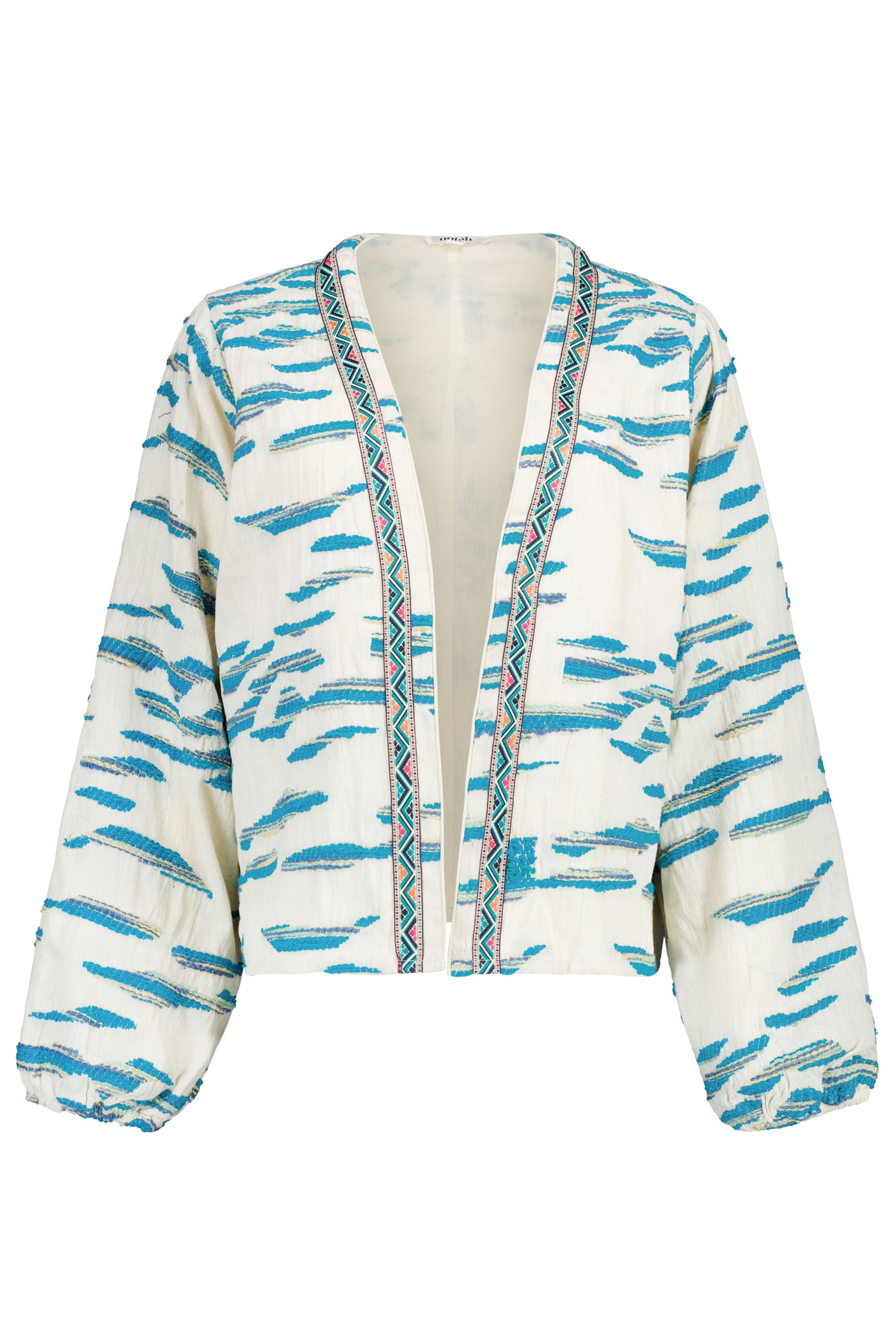 Norah Blauw/ecru kimono jasje  218078-420-48