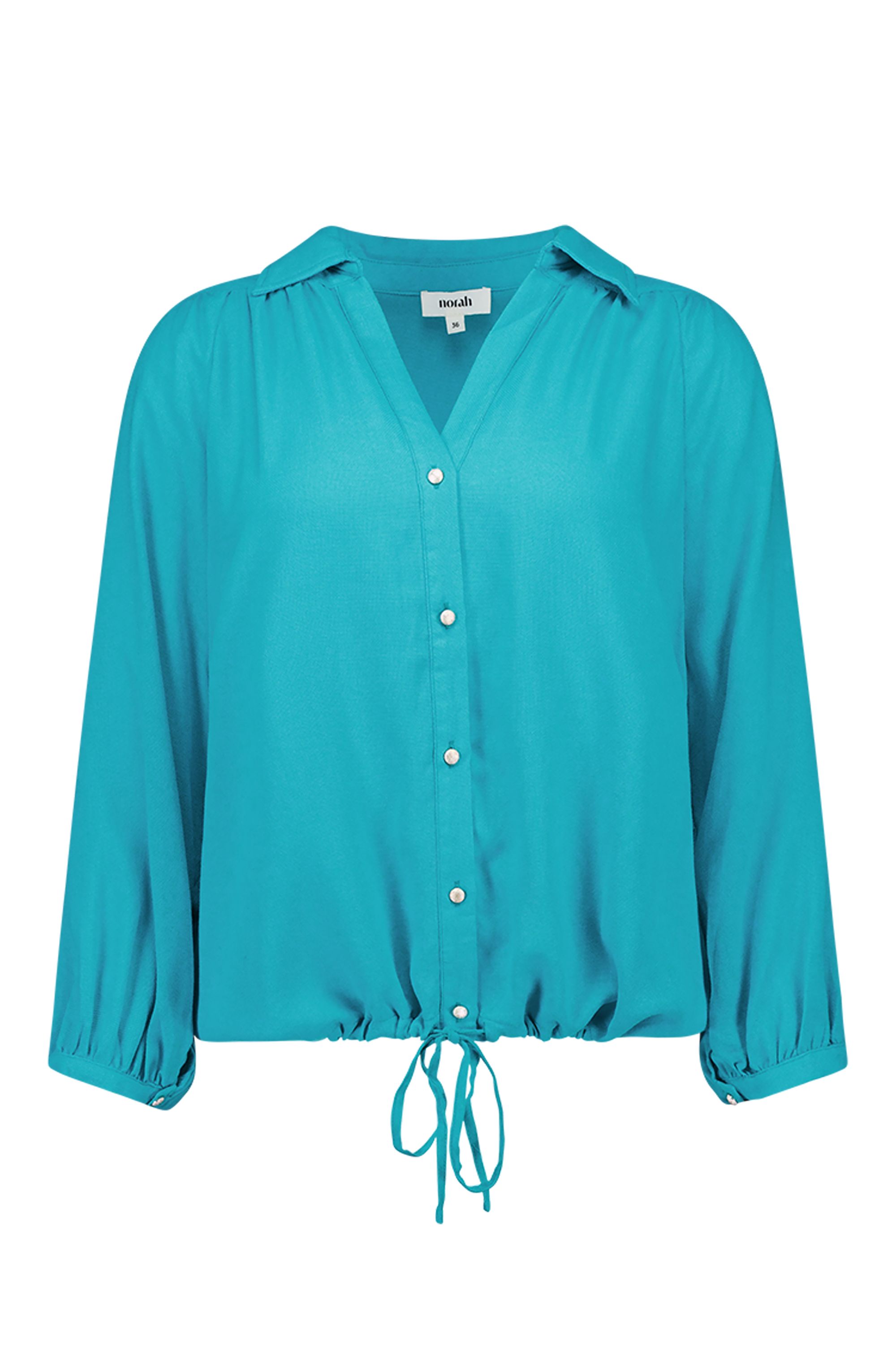 Norah Turquoise blouse met trekkoord turquoise 218079-475-34