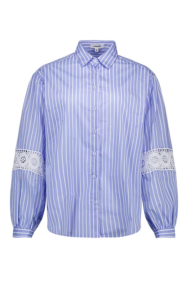 Norah Blauw/wit gestreepte blouse met kanten details blue/white 218087-431-34
