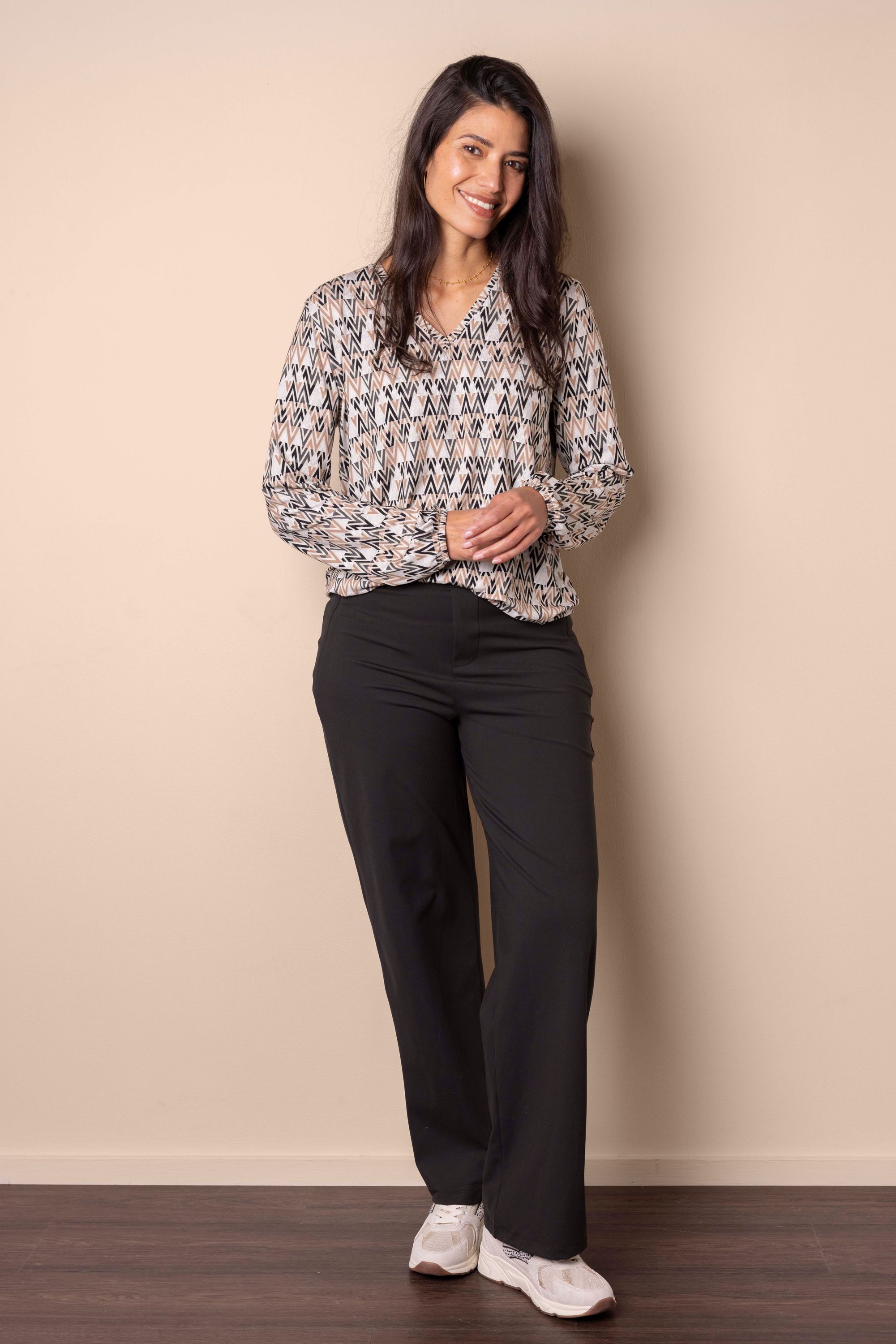 Norah Wide fit broek | Zwart | Elastische tailleband black 218090-001-36