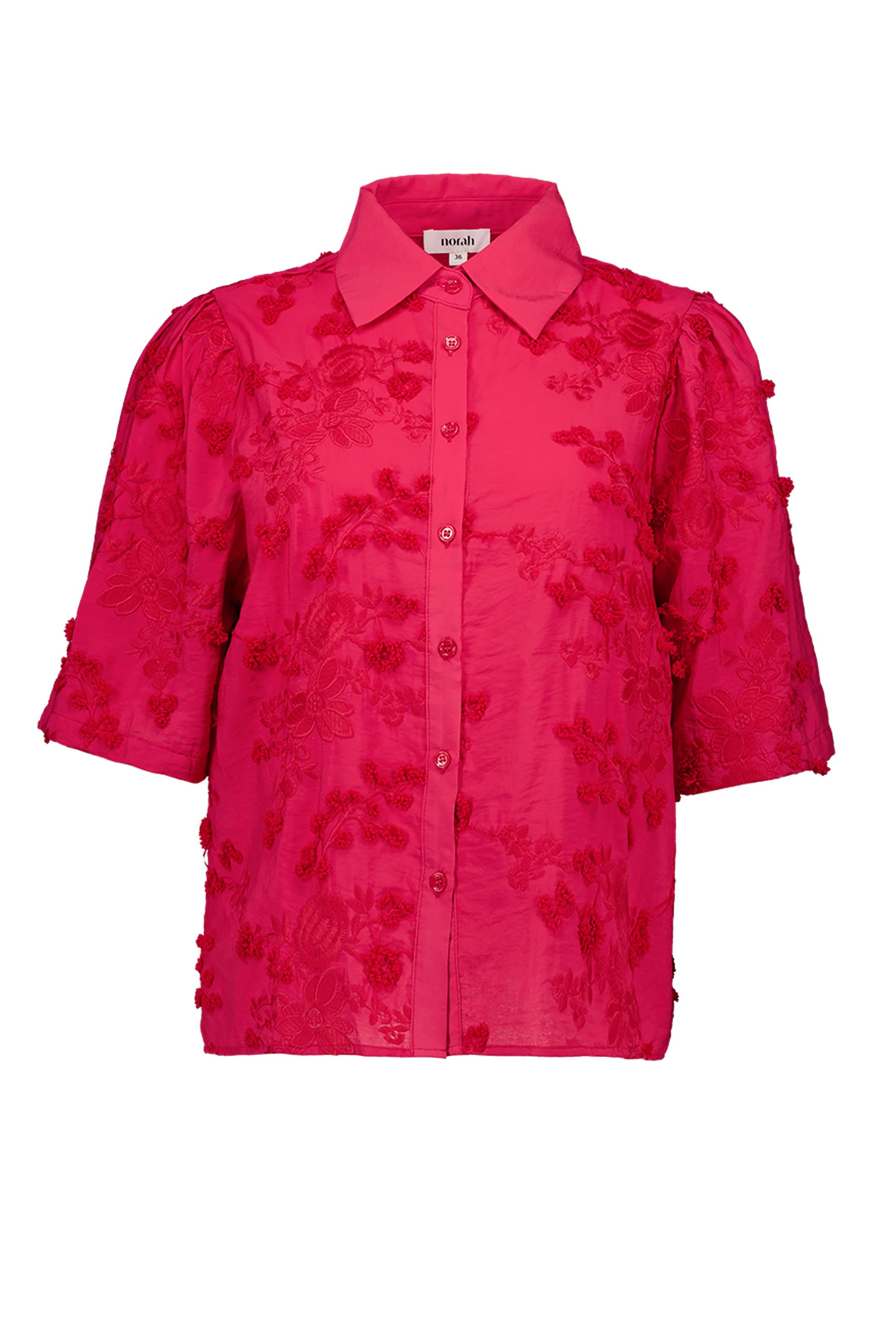 Norah Roze blouse met bloemen cerise 218098-952-44