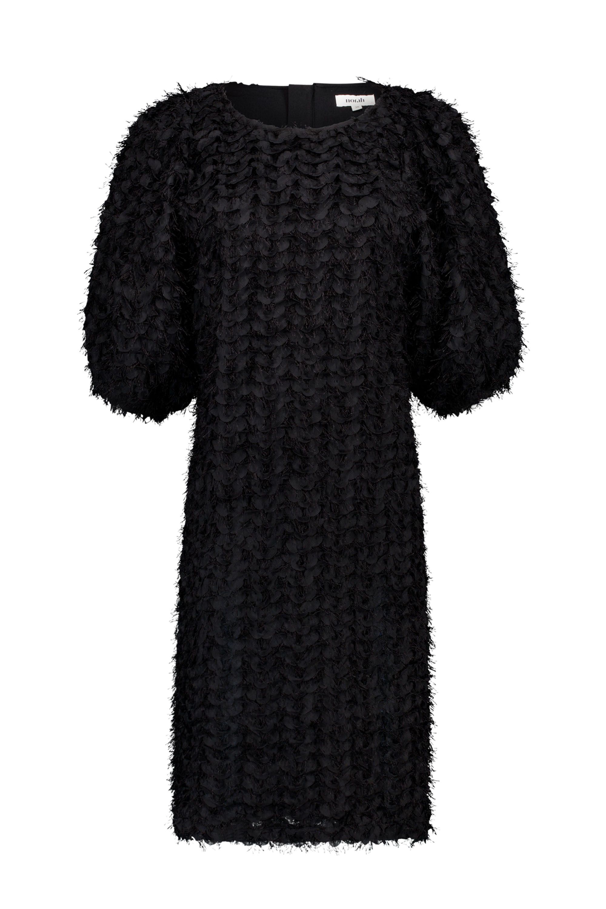 Norah Zwarte midi jurk met structuur black 218105-001-38