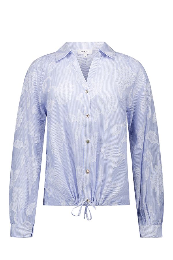 Norah Lichtblauwe blouse met bloemen blue/white 218106-431-48