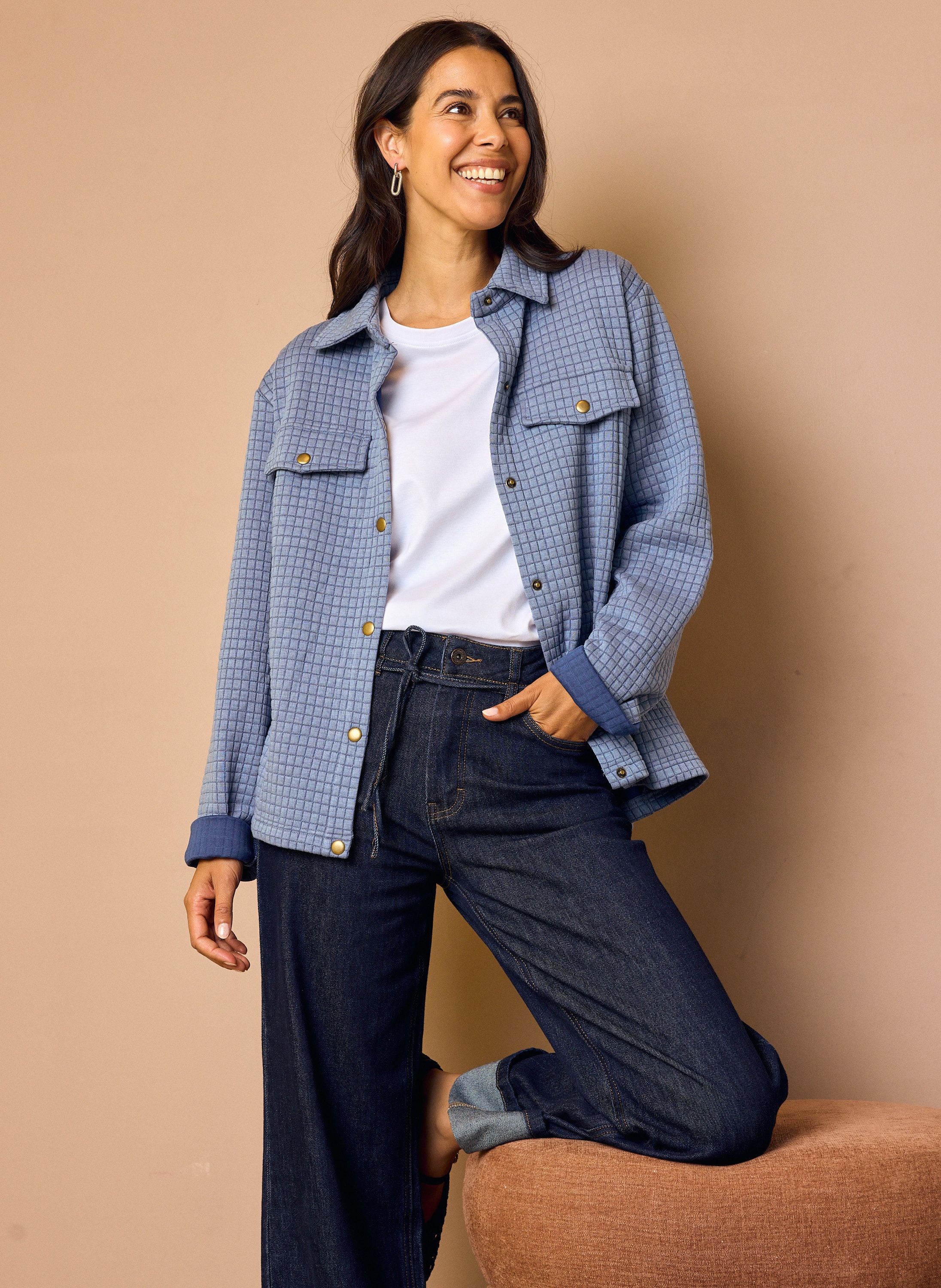 Norah Blauw jasje met structuur denim blue 218117-472