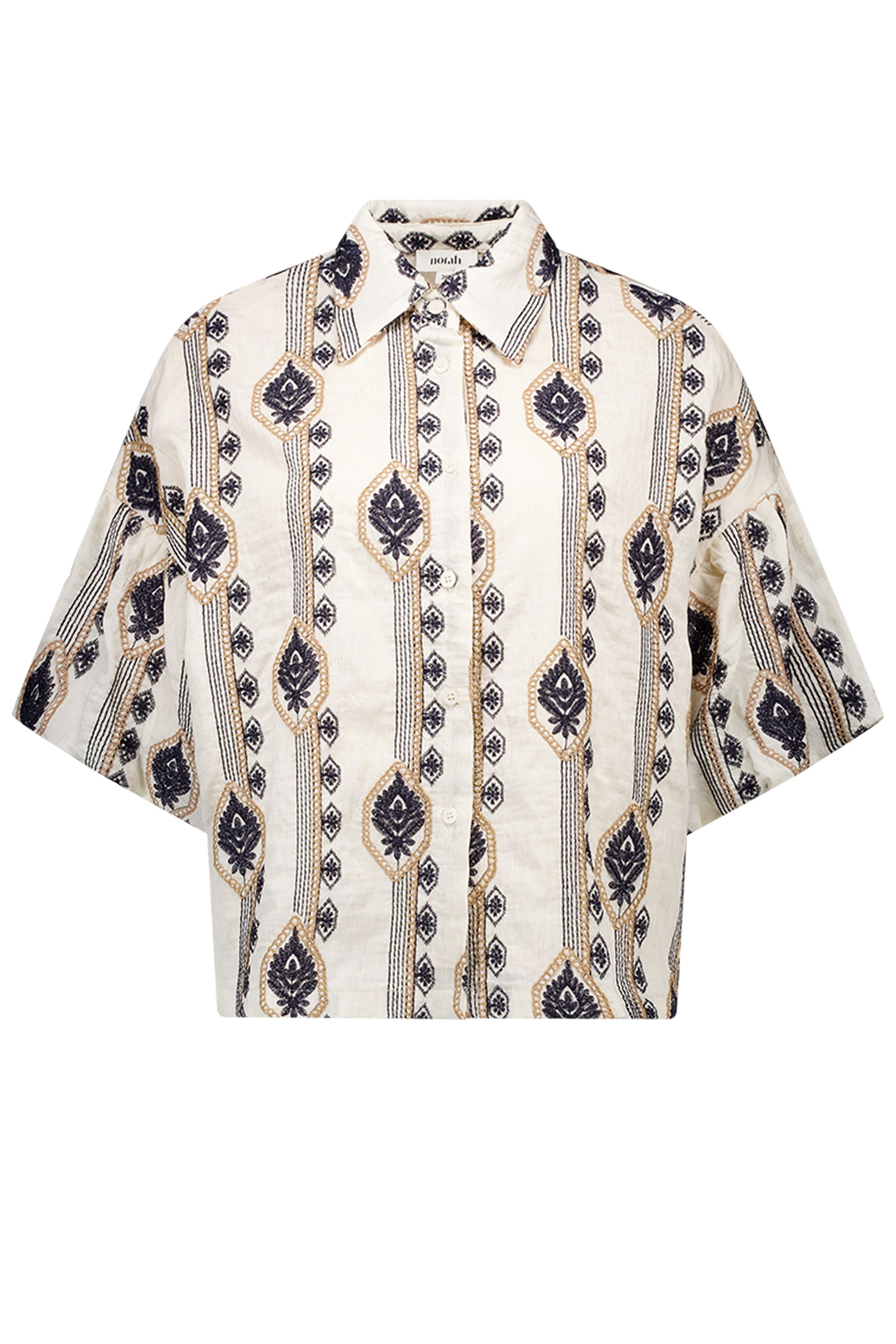 Norah Beige blouse met borduursels blue multicolor 218120-420-34