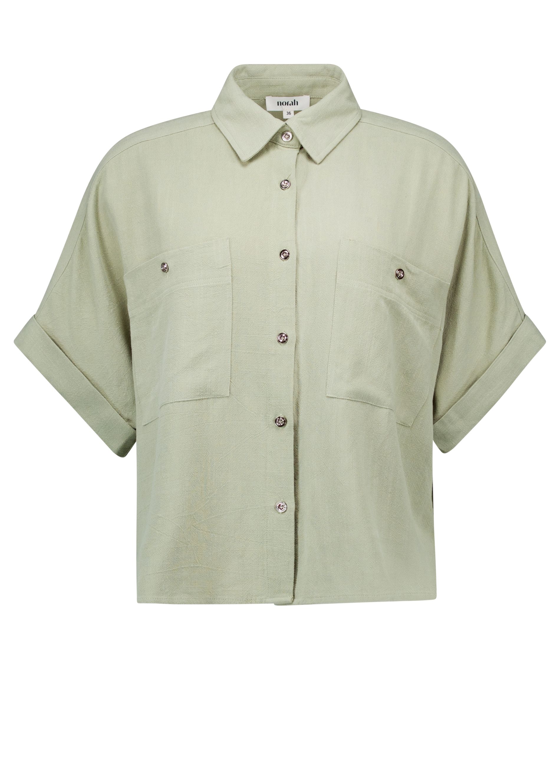 Norah Groene blouse met klassieke kraag moss green 218133-577-34