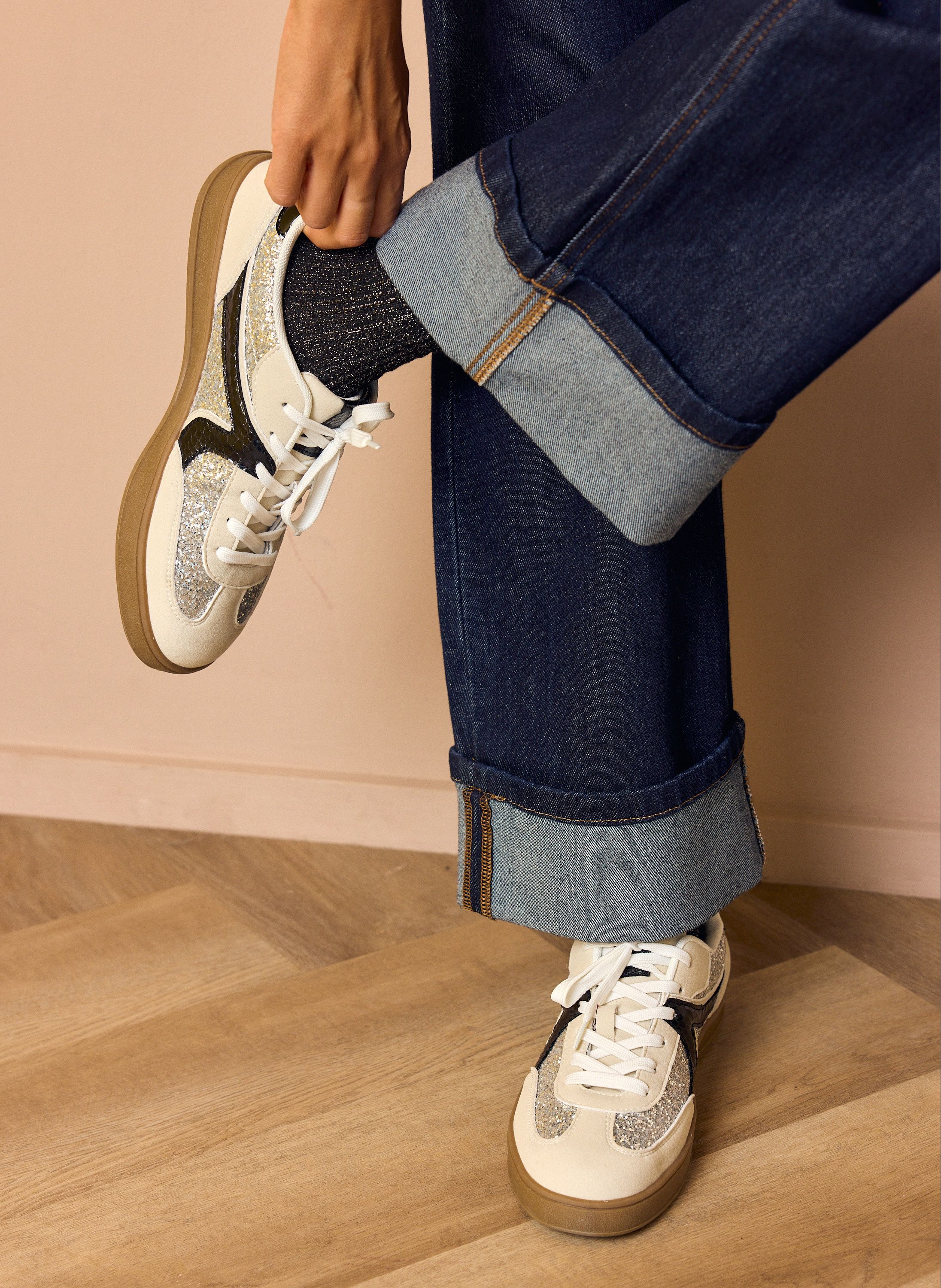 Norah Beige sneaker met glitterdetails silver multicolor 218141-093