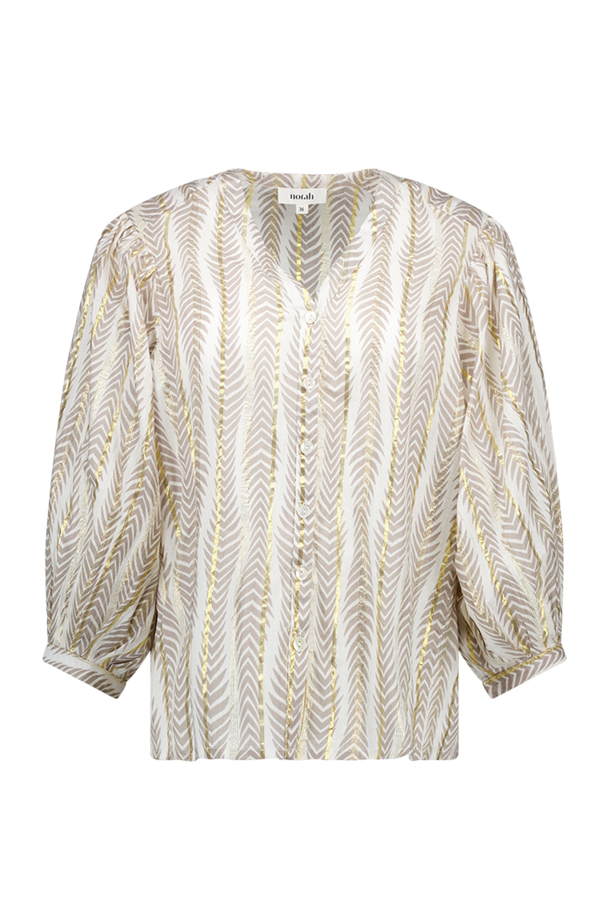 Norah Ecru/grijze blouse met print ecru/grey 218144-180-36