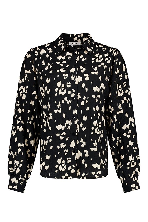 Norah Zwart/ecru blouse met grafische print black/ecru 218147-041-38