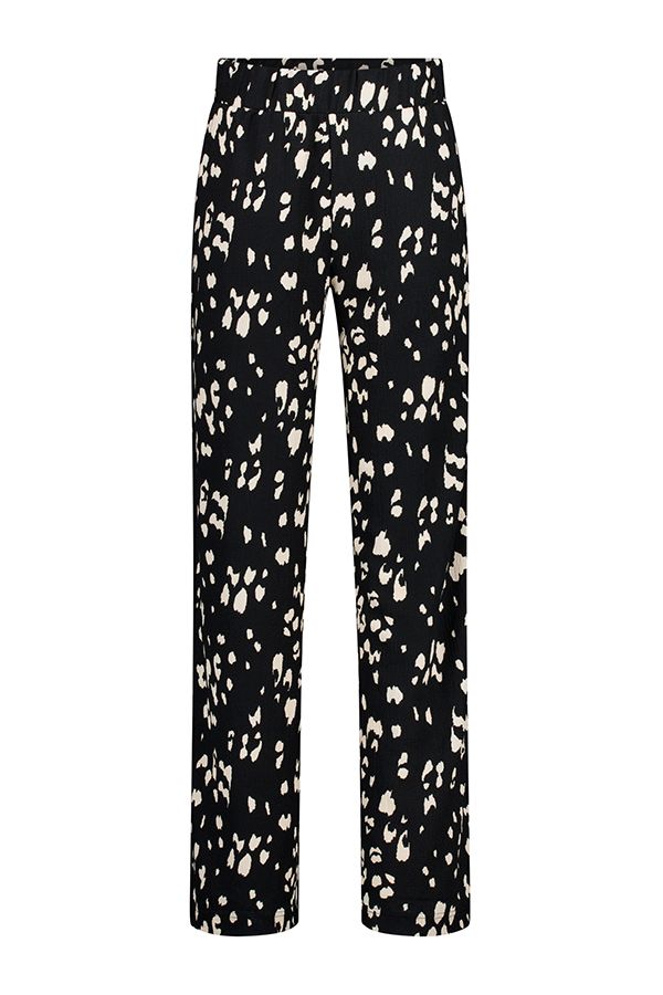Norah Zwart/ecru wijde broek met grafische print black/ecru 218148-041-42