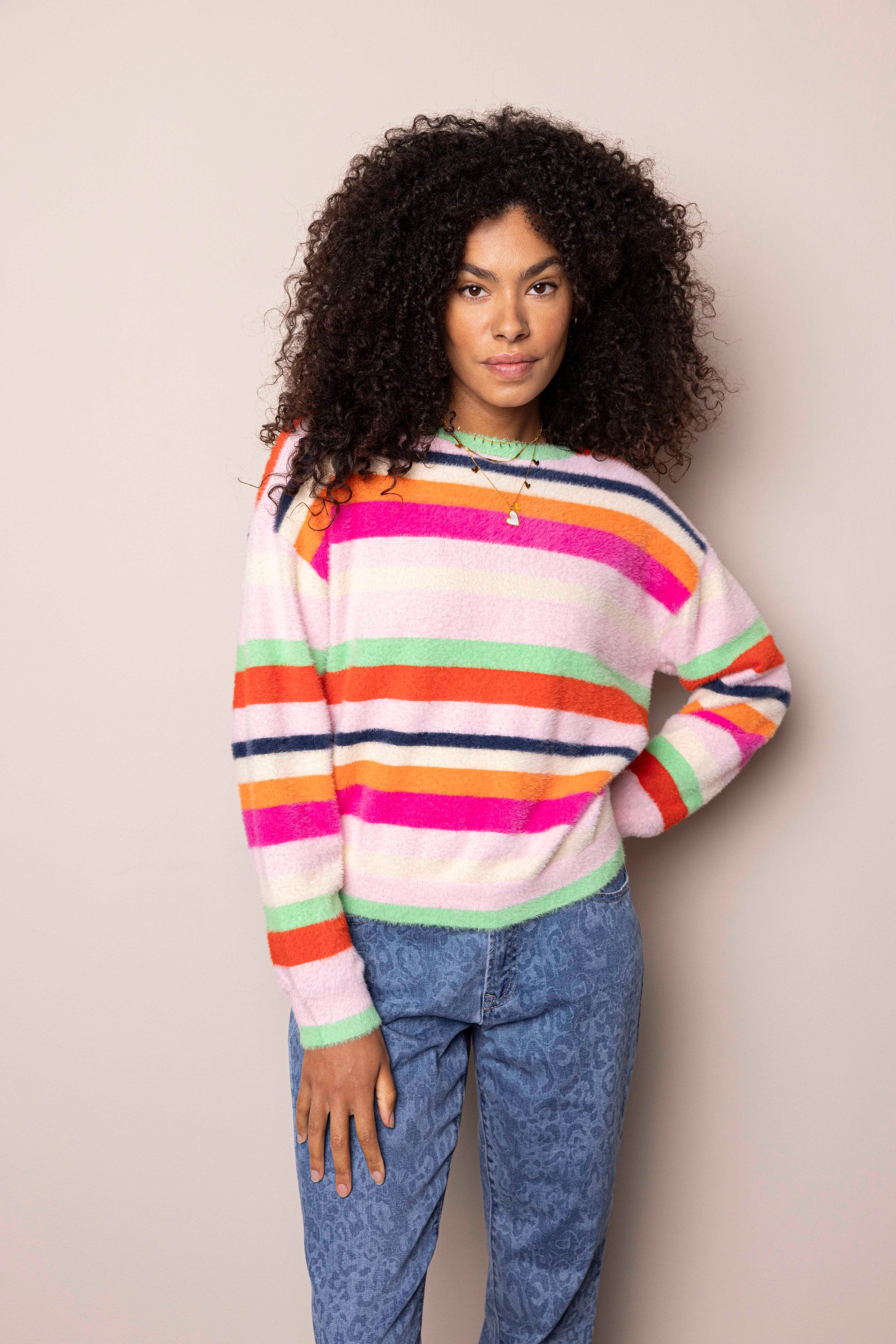 Norah Kleurrijke gestreepte trui multicolor 218149-002-46