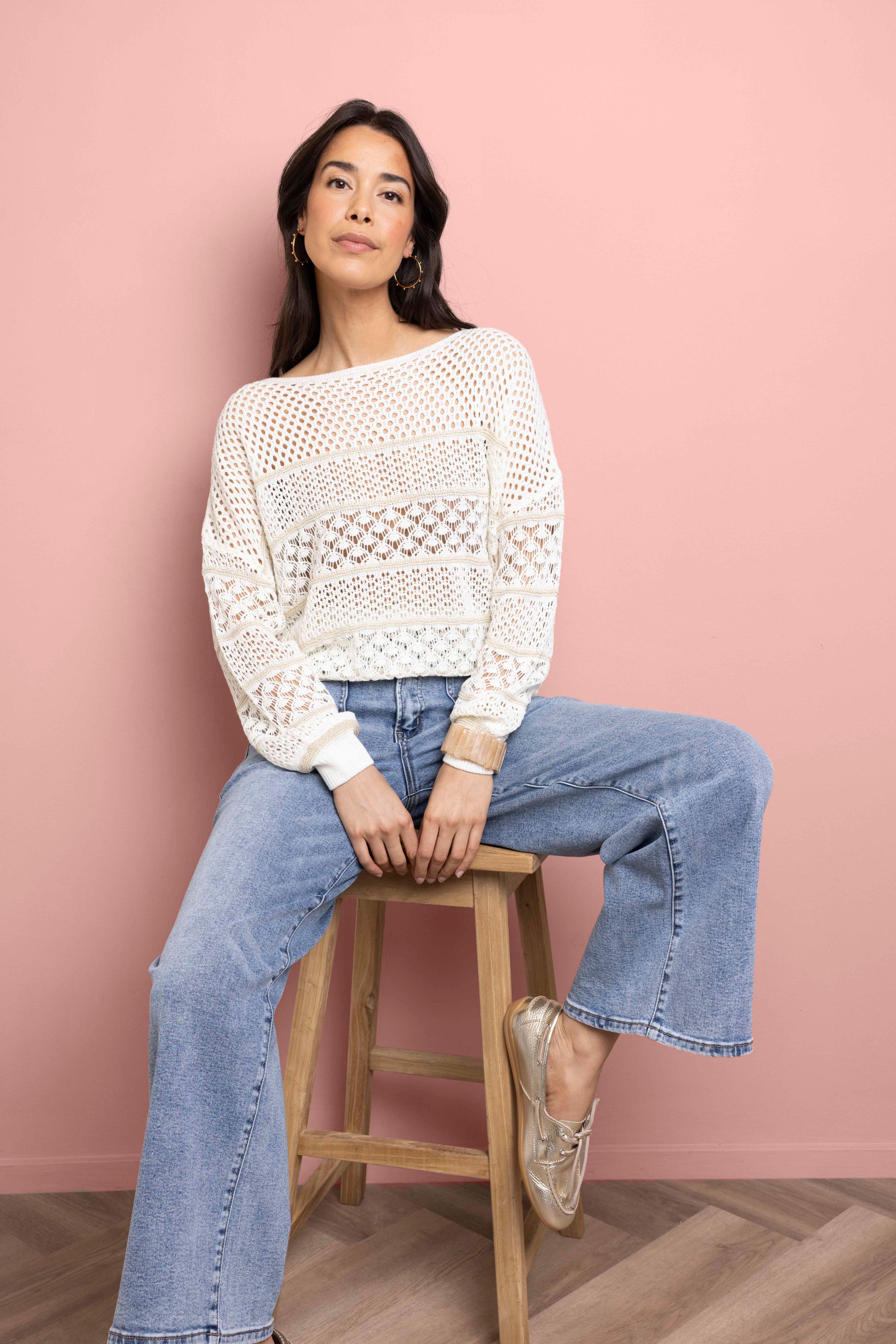 Norah Off-white gebreide trui off-white 218154-101-34