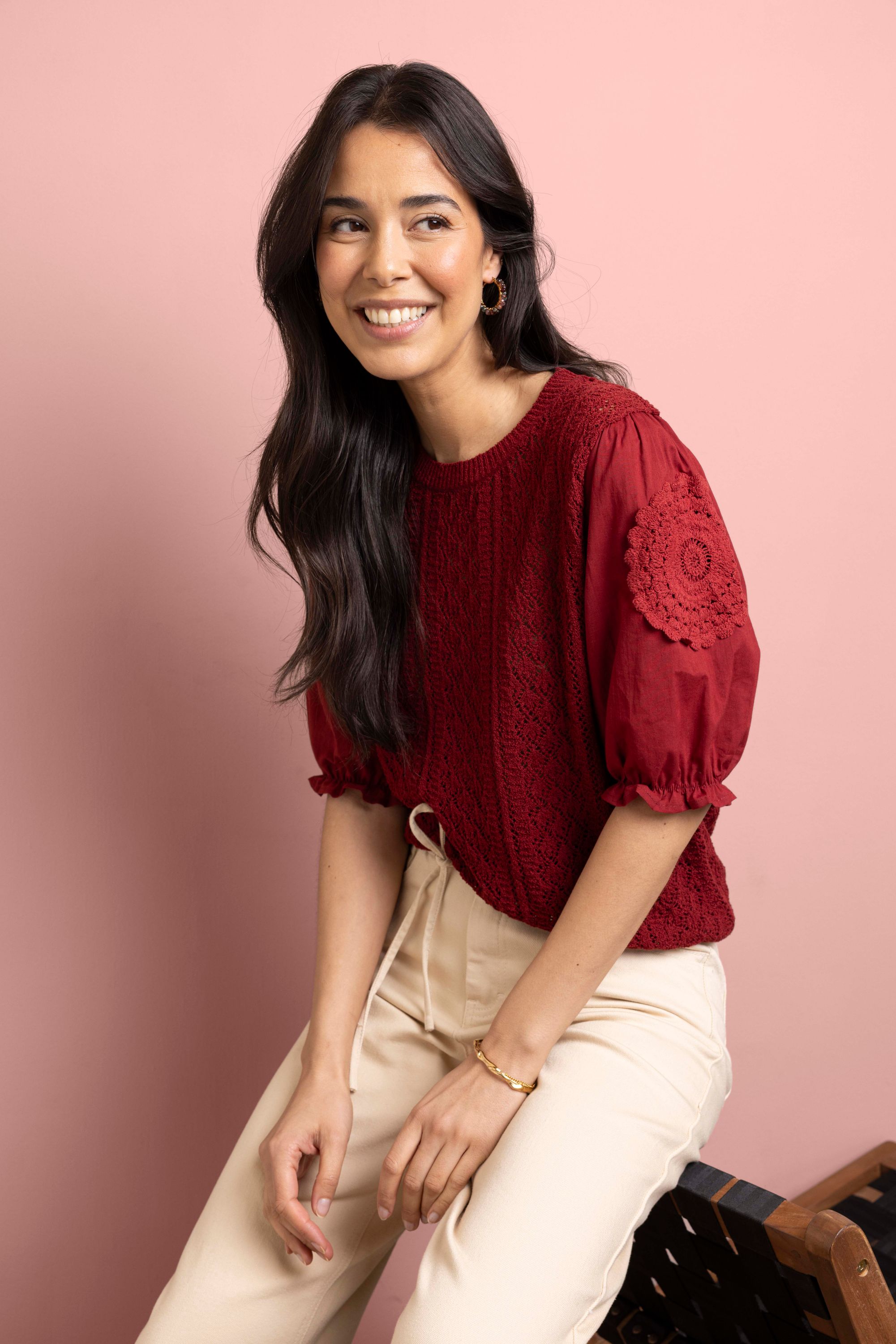 Norah Rode gebreide trui wine red 218156-697-40