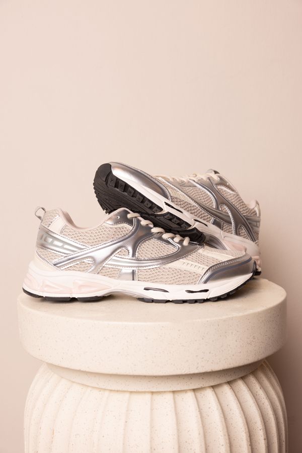 Norah Beige sneaker met metallic details silver 218168-099-42