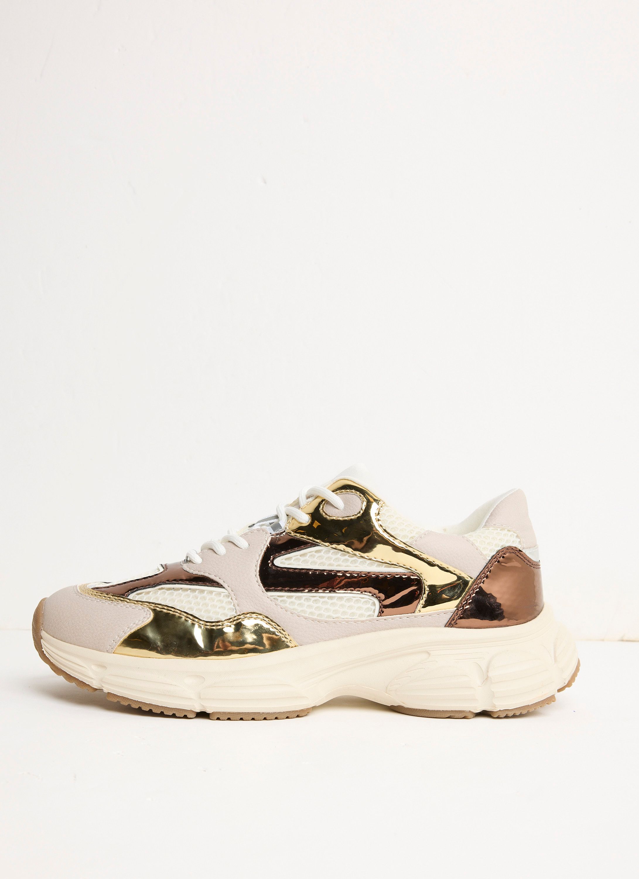 Norah Beige sneaker met metallic details brown multicolor 218188-220