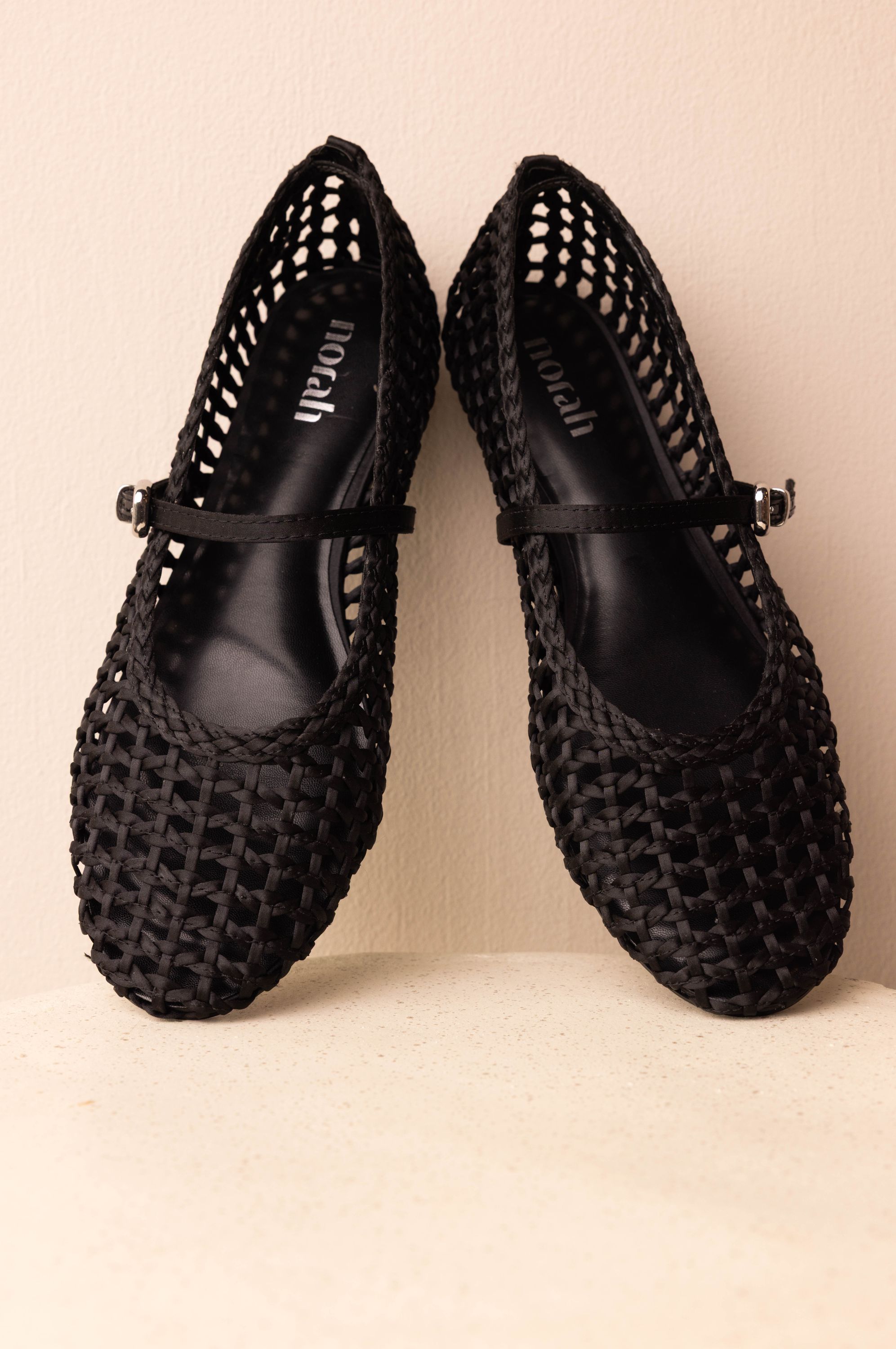 Norah Zwarte geweven ballerina black 218191-001-42