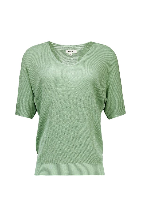 Norah Fijngebreid groen shirt met lurex green/grey 218226-540-36