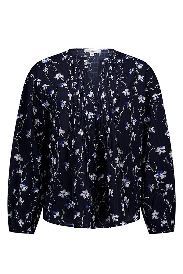 Norah Donkerblauwe blouse met bloemenprint dark blue multicolor 218229-491-40