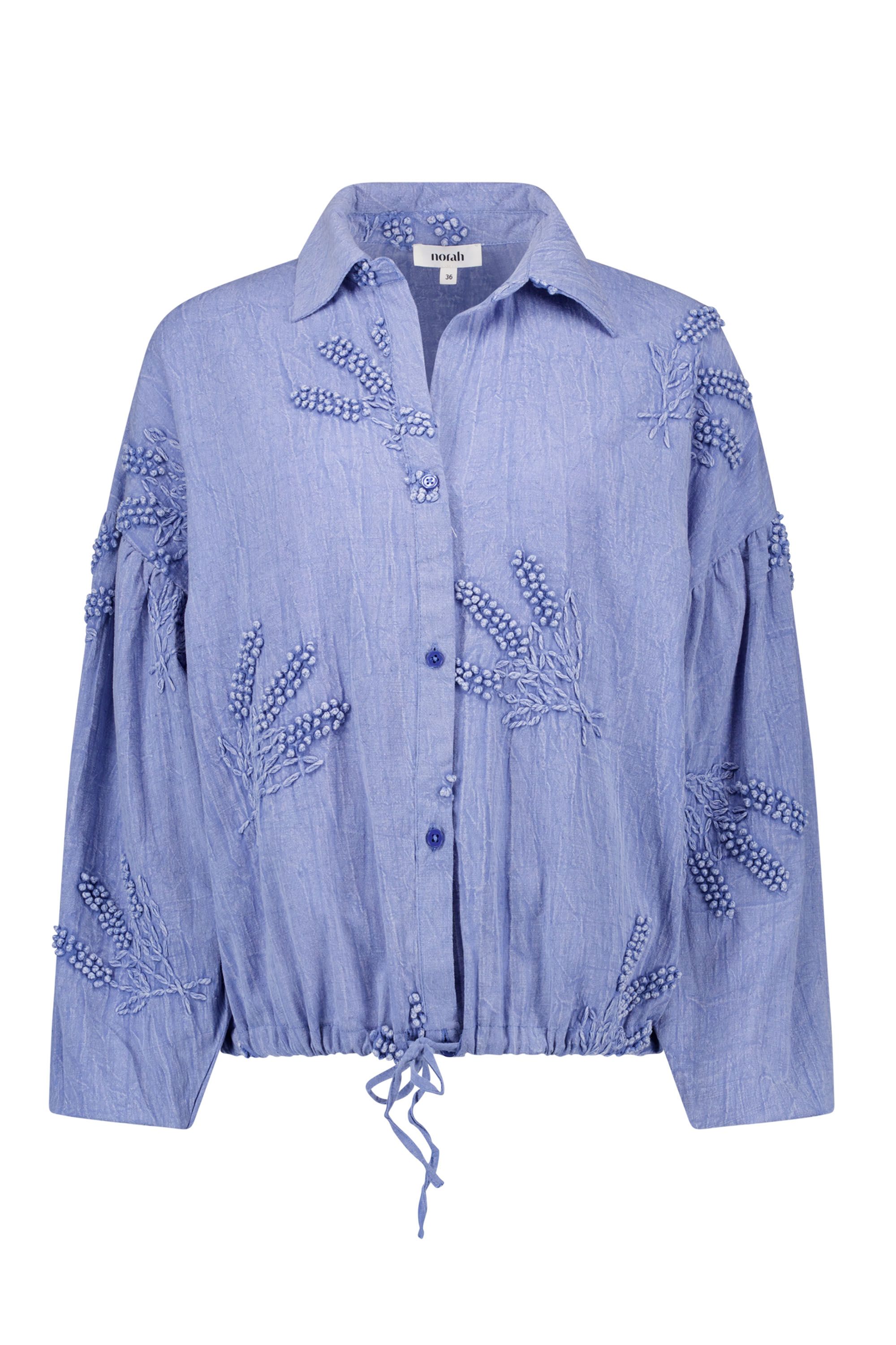 Norah Blauwe blouse met borduursels blue 218236-400