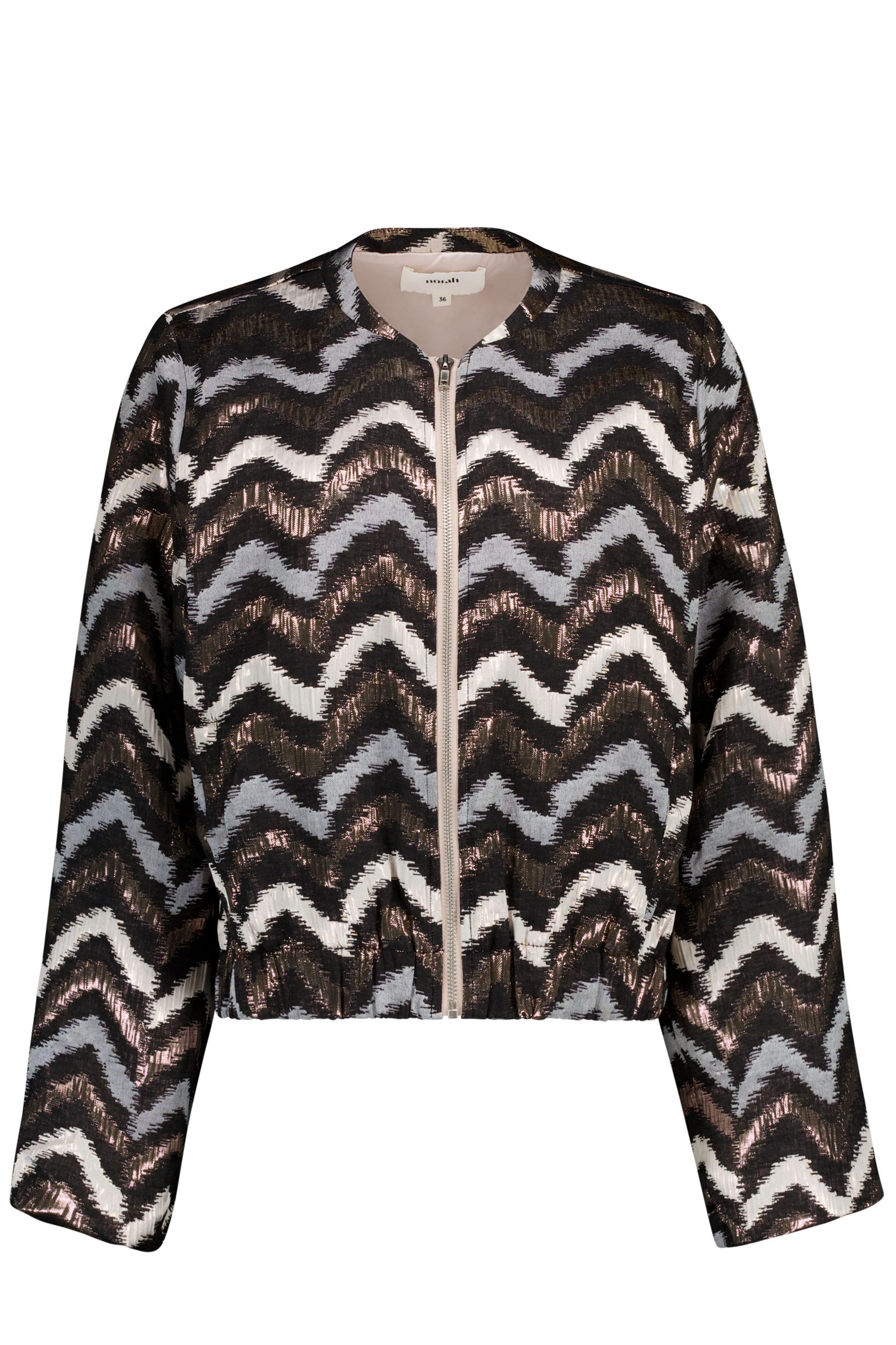 Norah Zwarte jas met zizagpatroon  black multicolor 218238-020