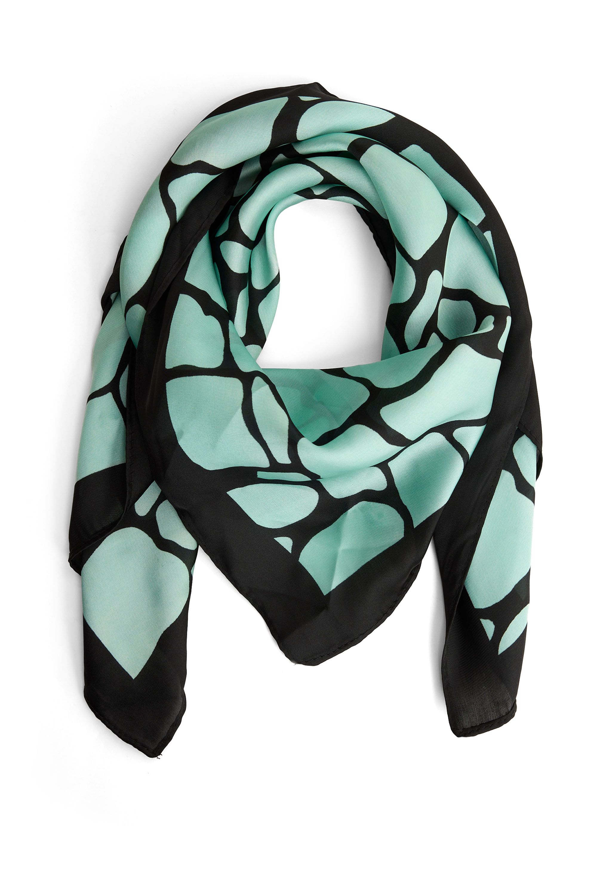 Norah Blauw/groene sjaal met grafische print black/green 218245-035
