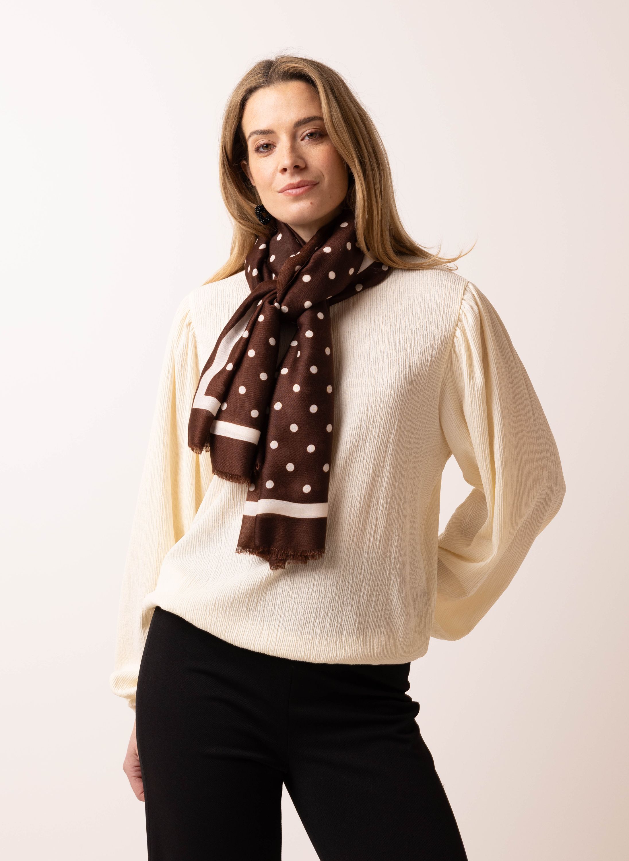 Norah Bruine sjaal met witte stippen brown/white 218252-231-ONE