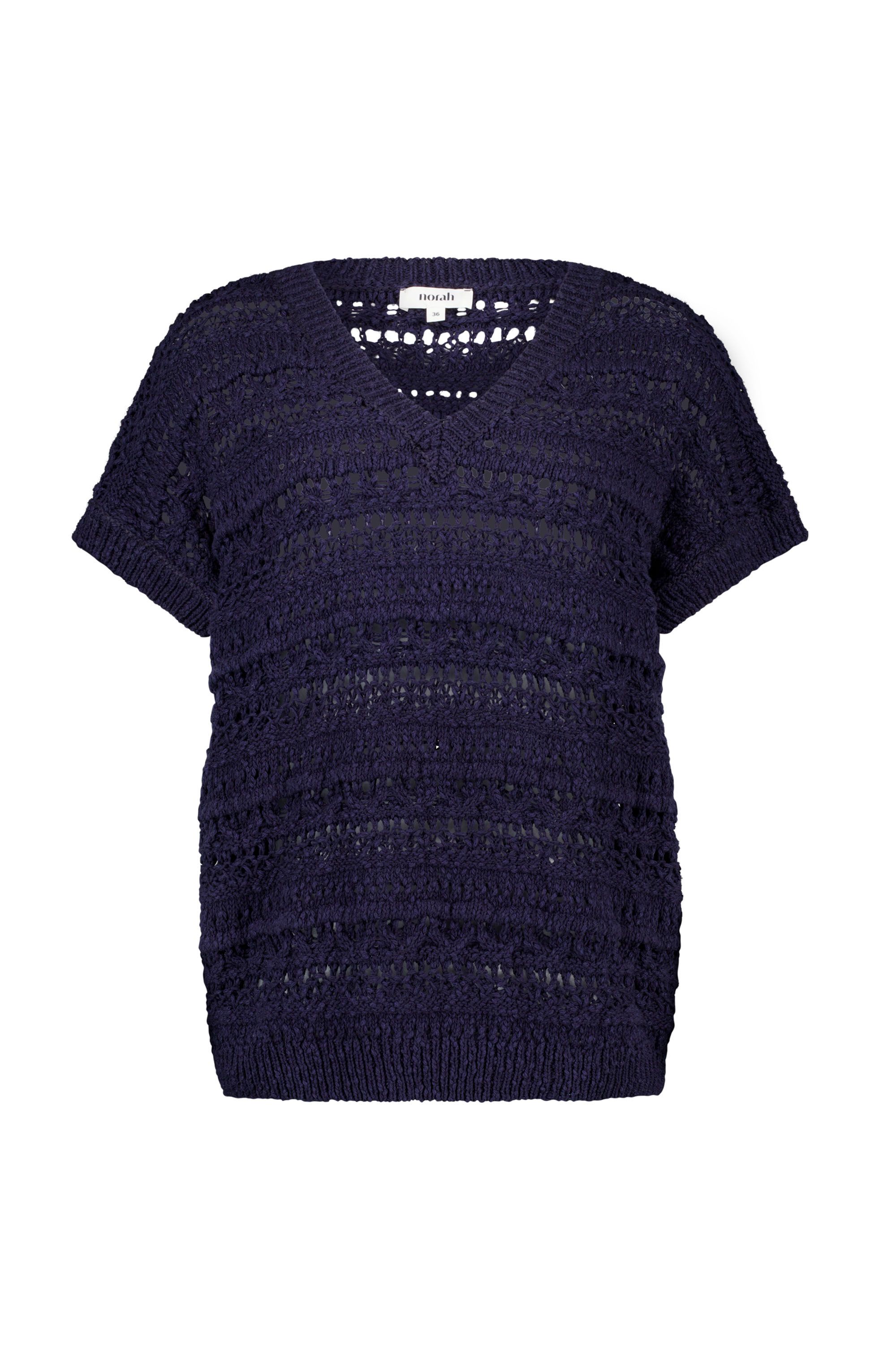 Norah Gebreide trui met V-hals navy 218257-492