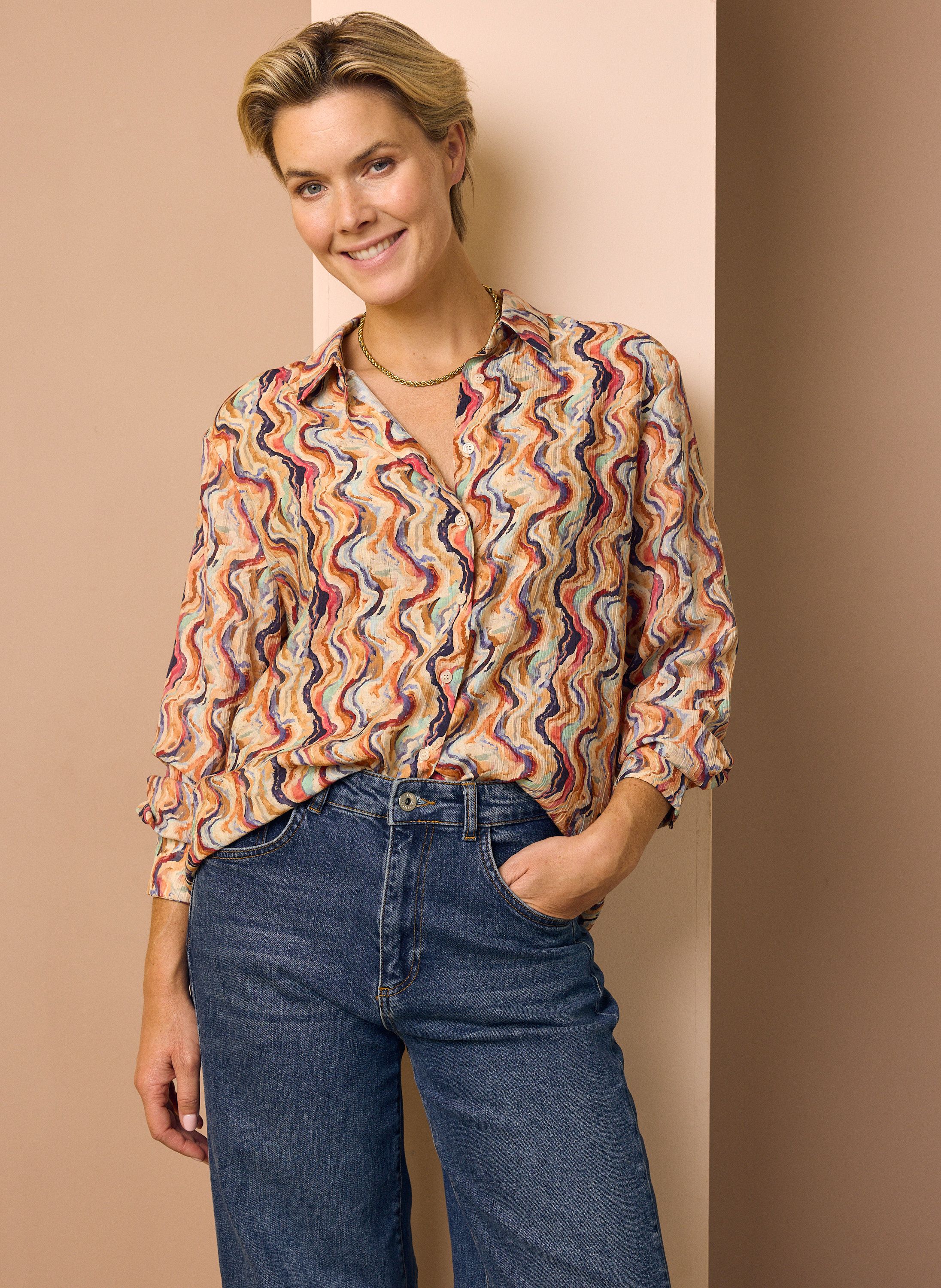 Norah Kleurrijke blouse met grafische print blue multicolor 218262-420
