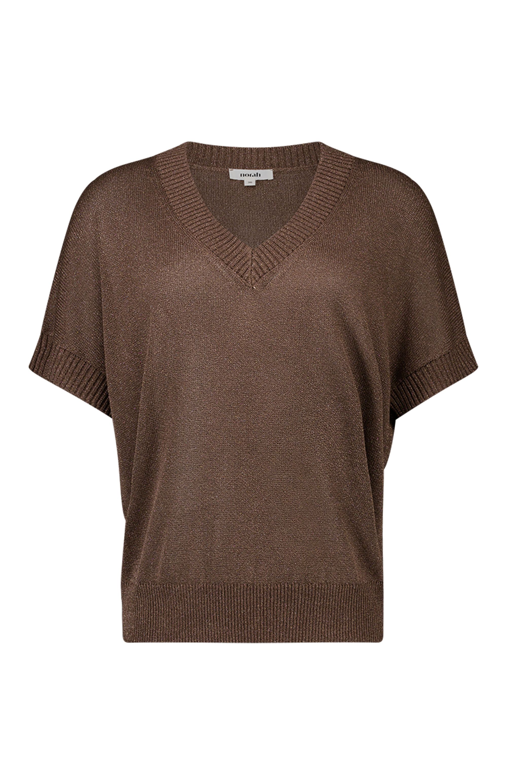 Norah Fijngebreid bruine trui met  lurex brown 218266-200-48