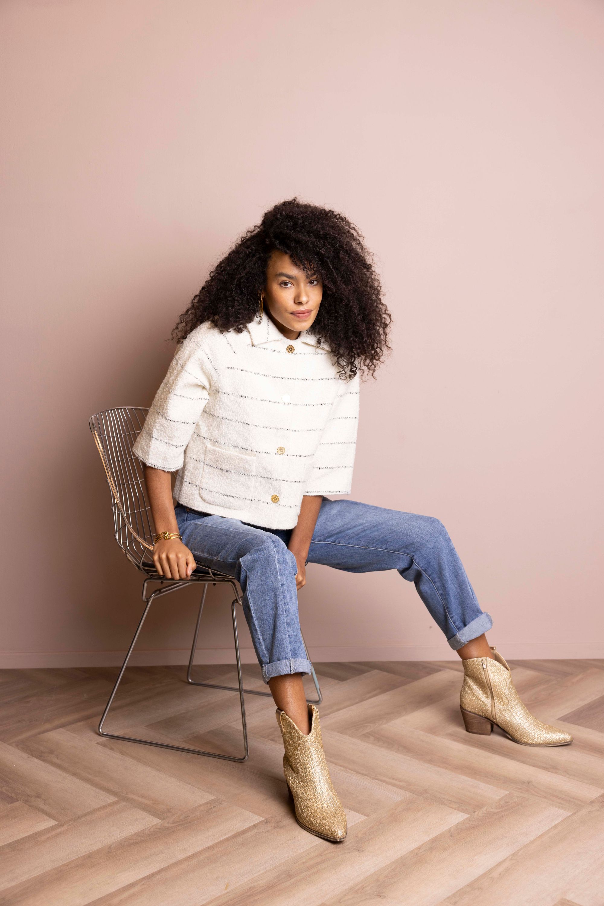 Norah Ecru jasje met strepen ecru/black 218269-170-42