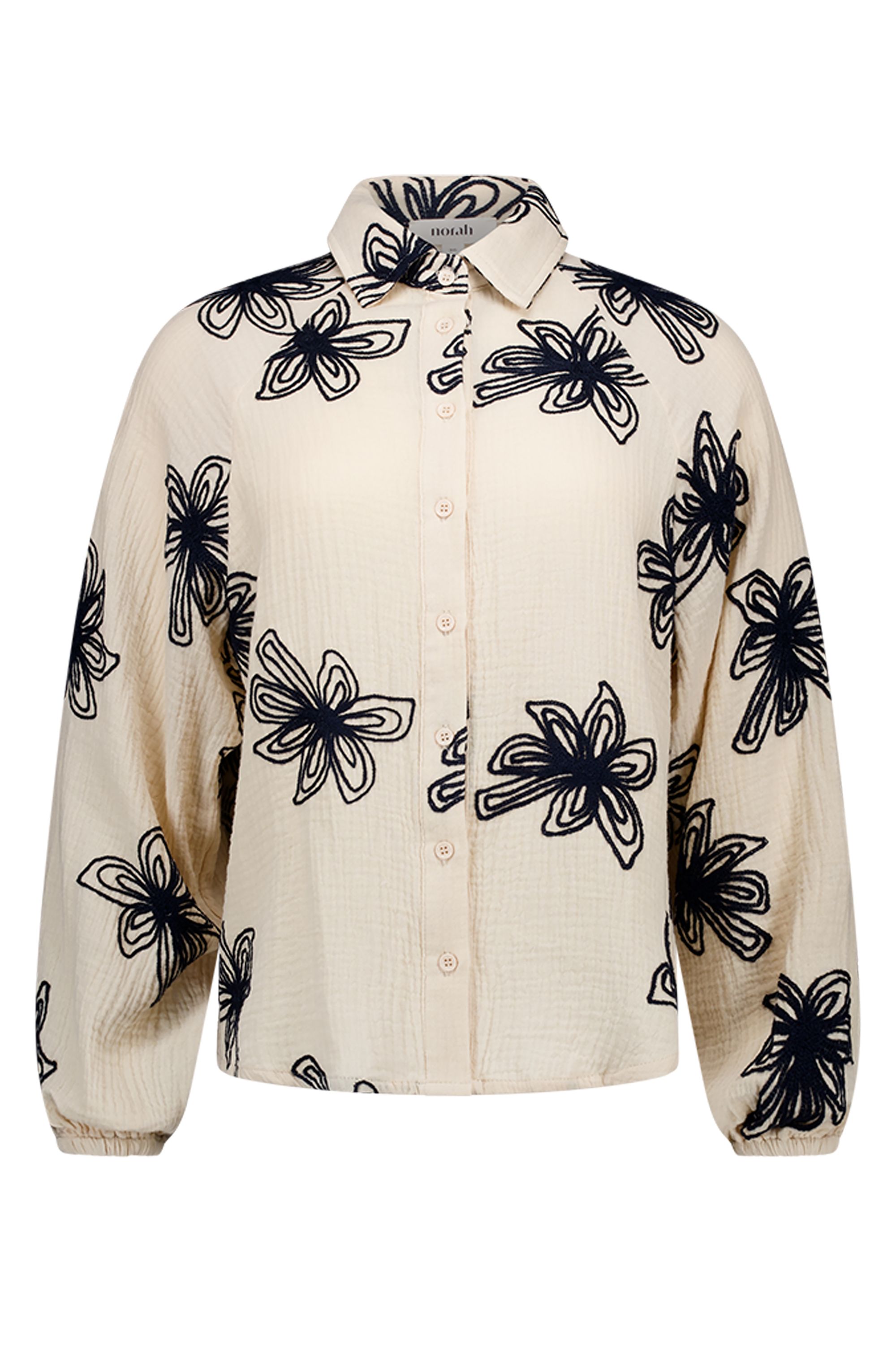 Norah Ecru blouse met borduursels ecru/black 218273-170-36