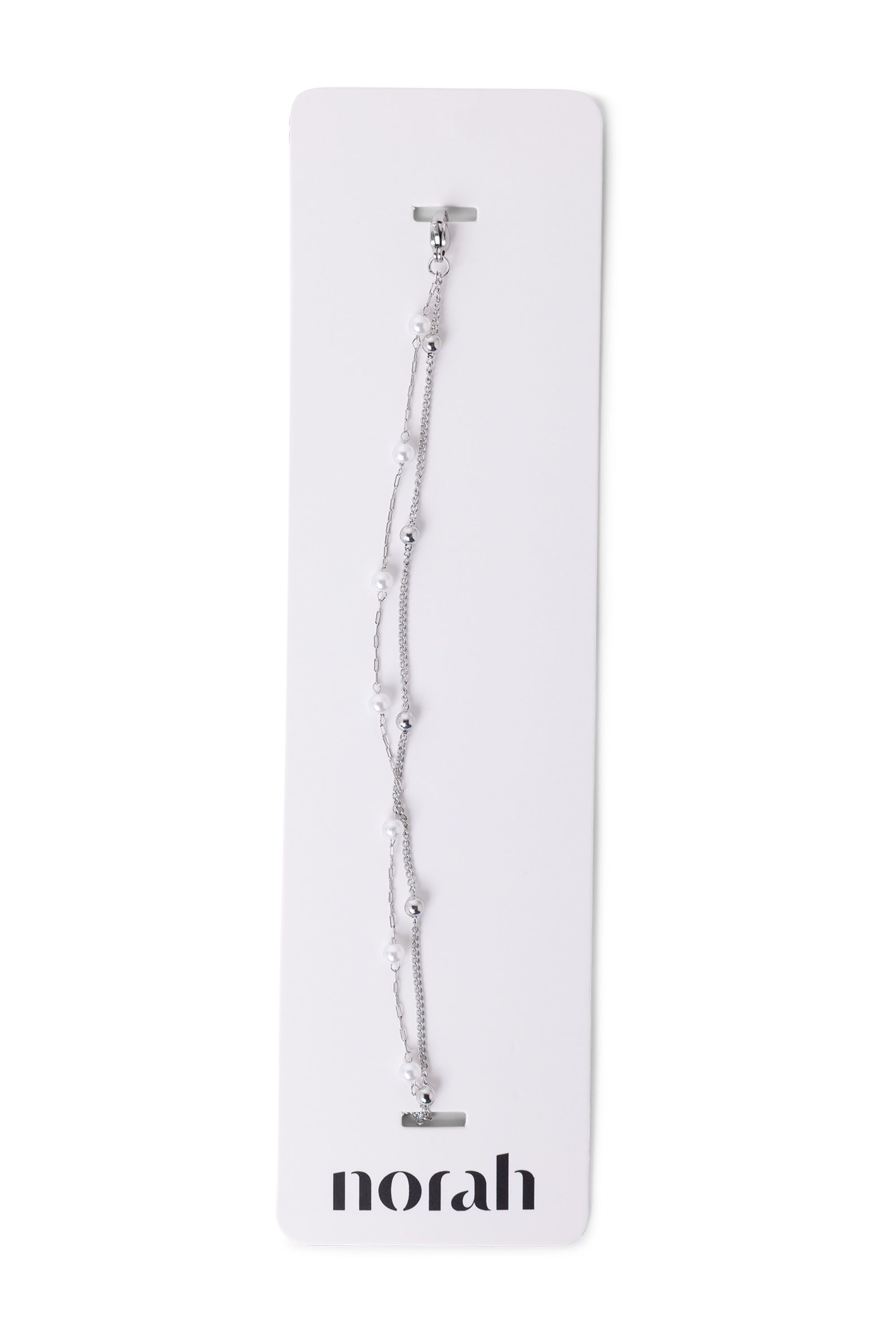 Norah Zilverkleurige dubbele armband met imitatieparels silver 218282-099-ONE