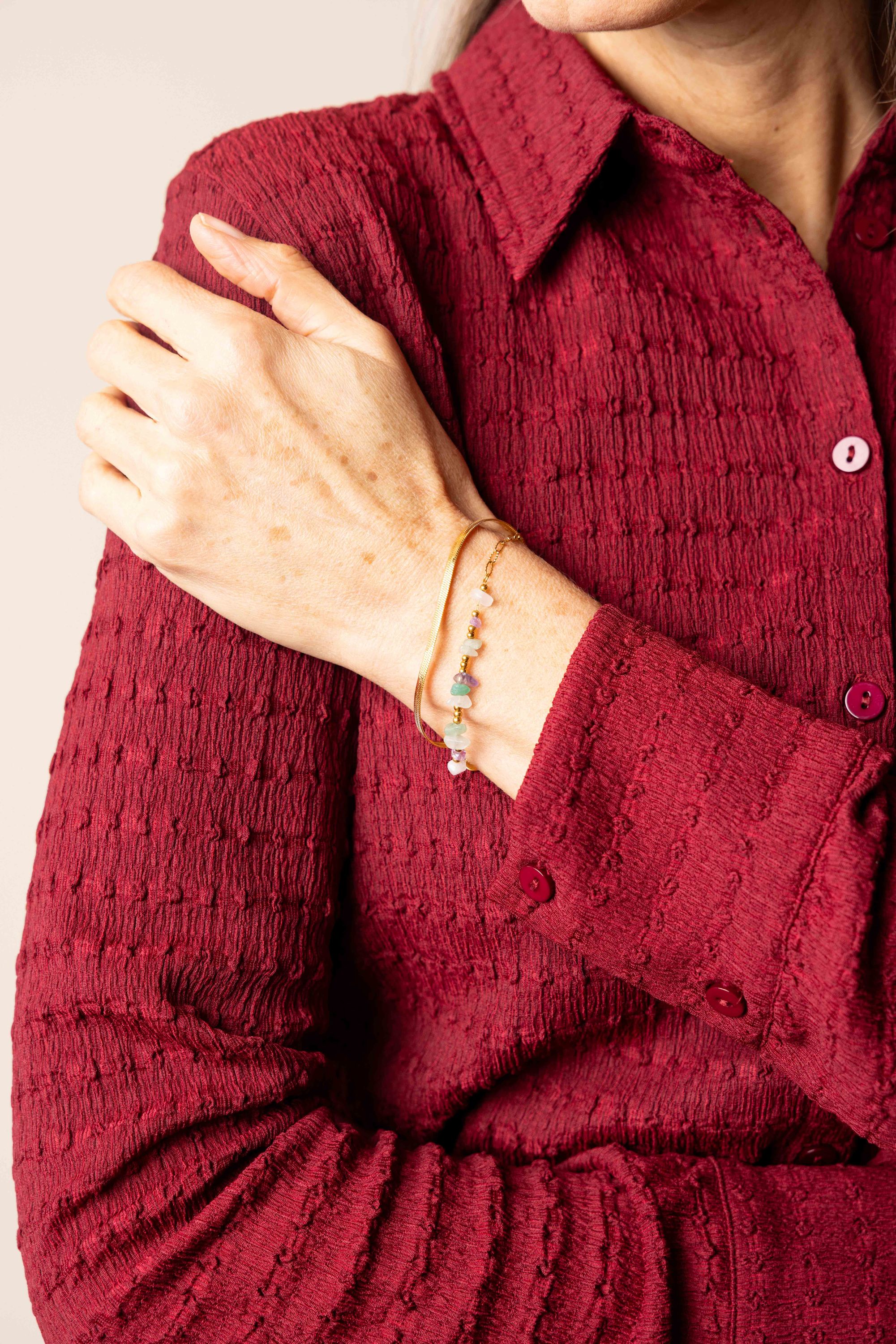 Norah Goudkleurige dubbele armband met steentjes gold multicolor 218288-198-ONE