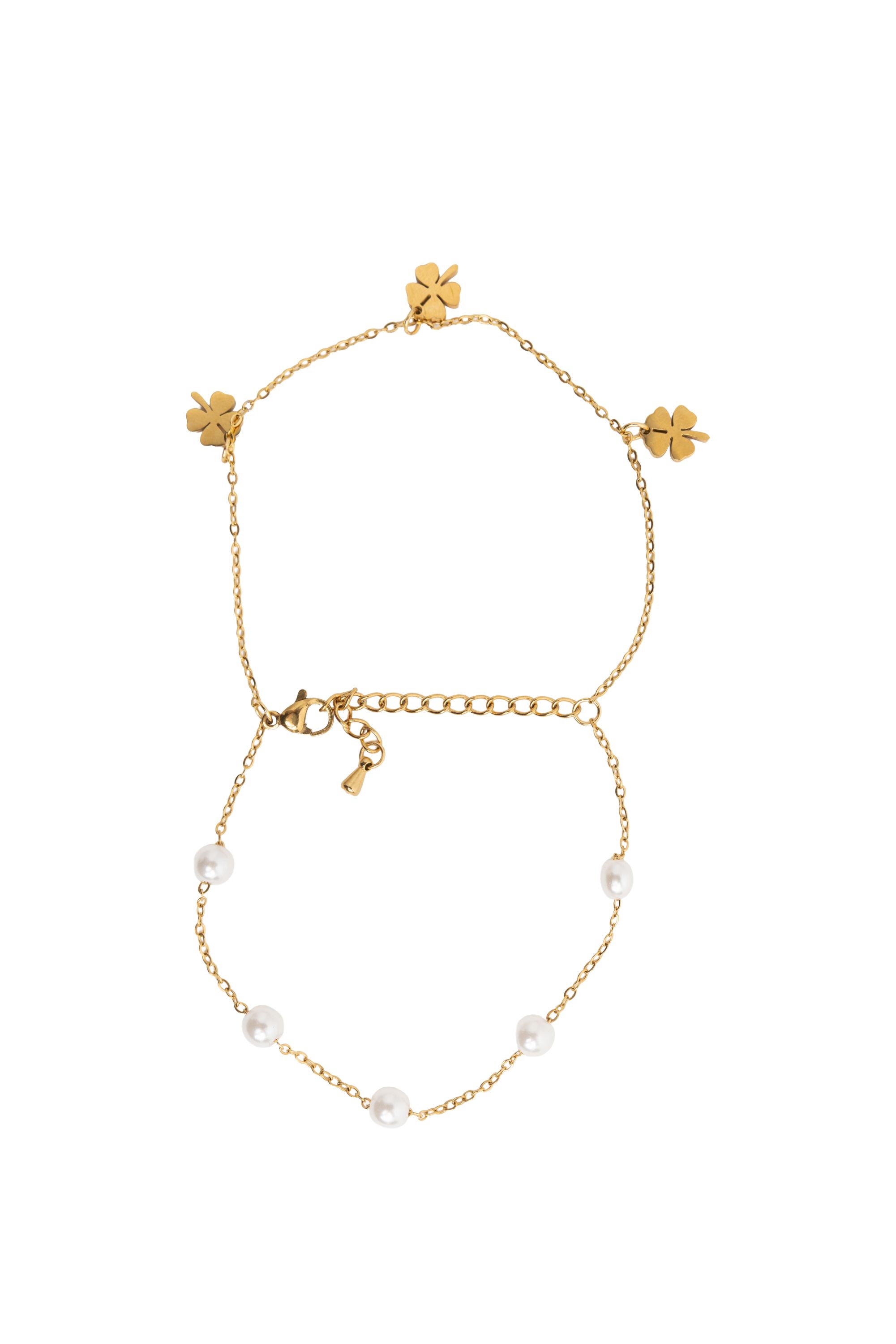 Norah Goudkleurige dubbele armband met klavertjes gold multicolor 218289-198-ONE