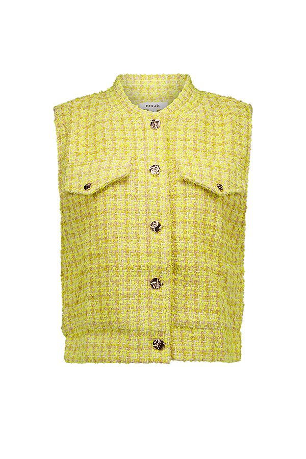 Norah Geel gilet van geweven stof yellow multicolor 218293-320-38