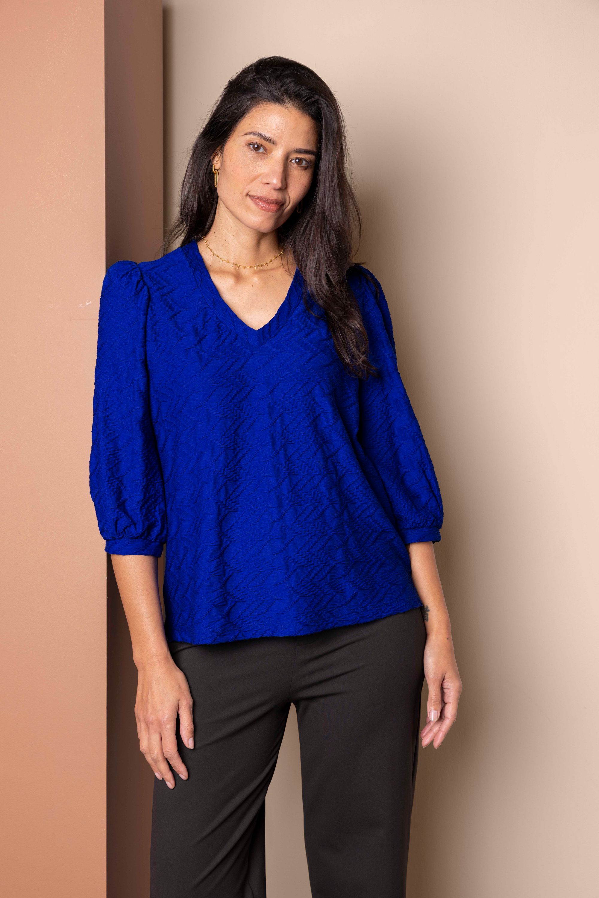 Norah Kobaltblauw shirt met structuur cobalt 218295-468-36