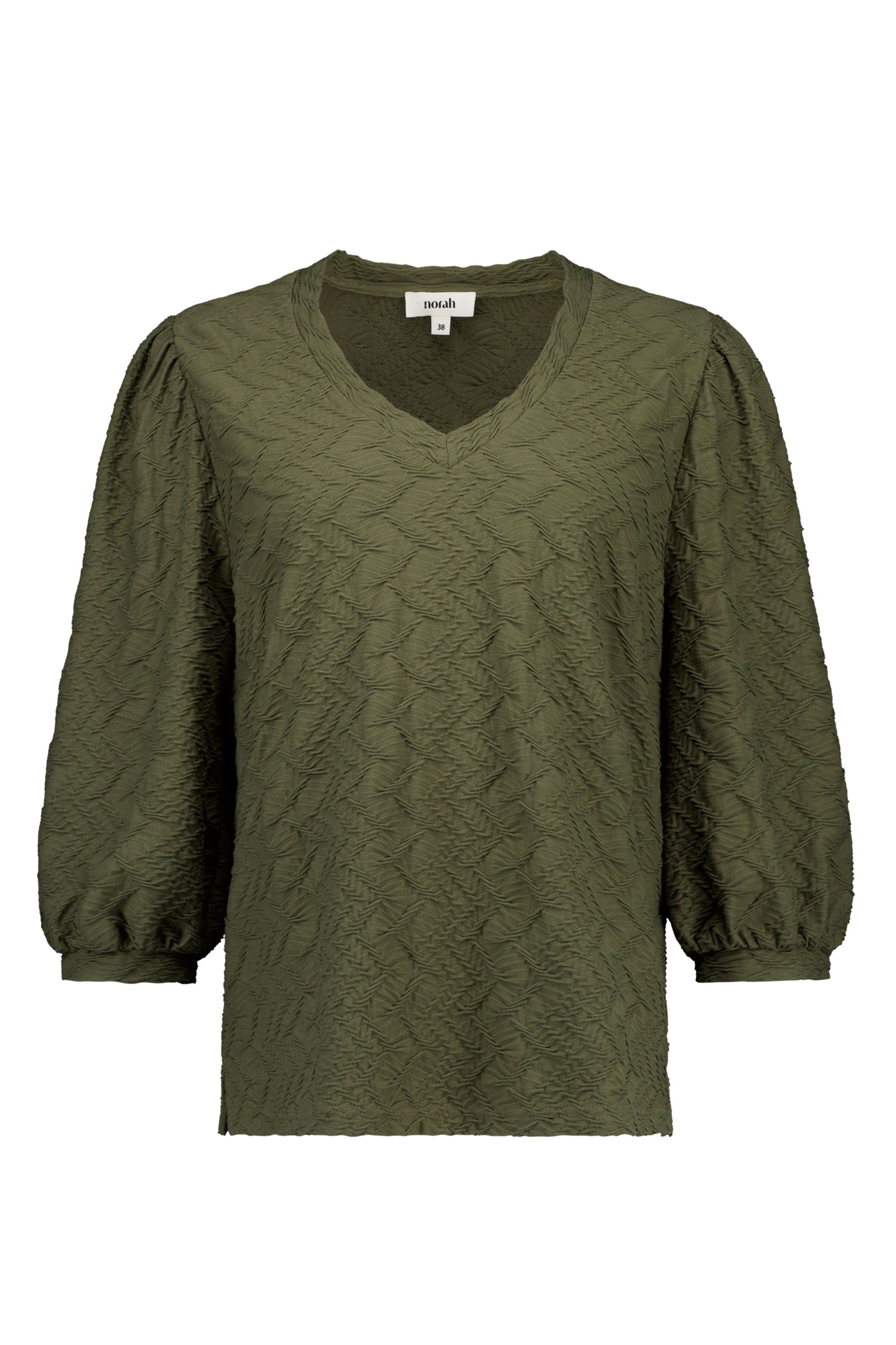 Norah Donkergroen shirt met structuur dark olive 218295-598
