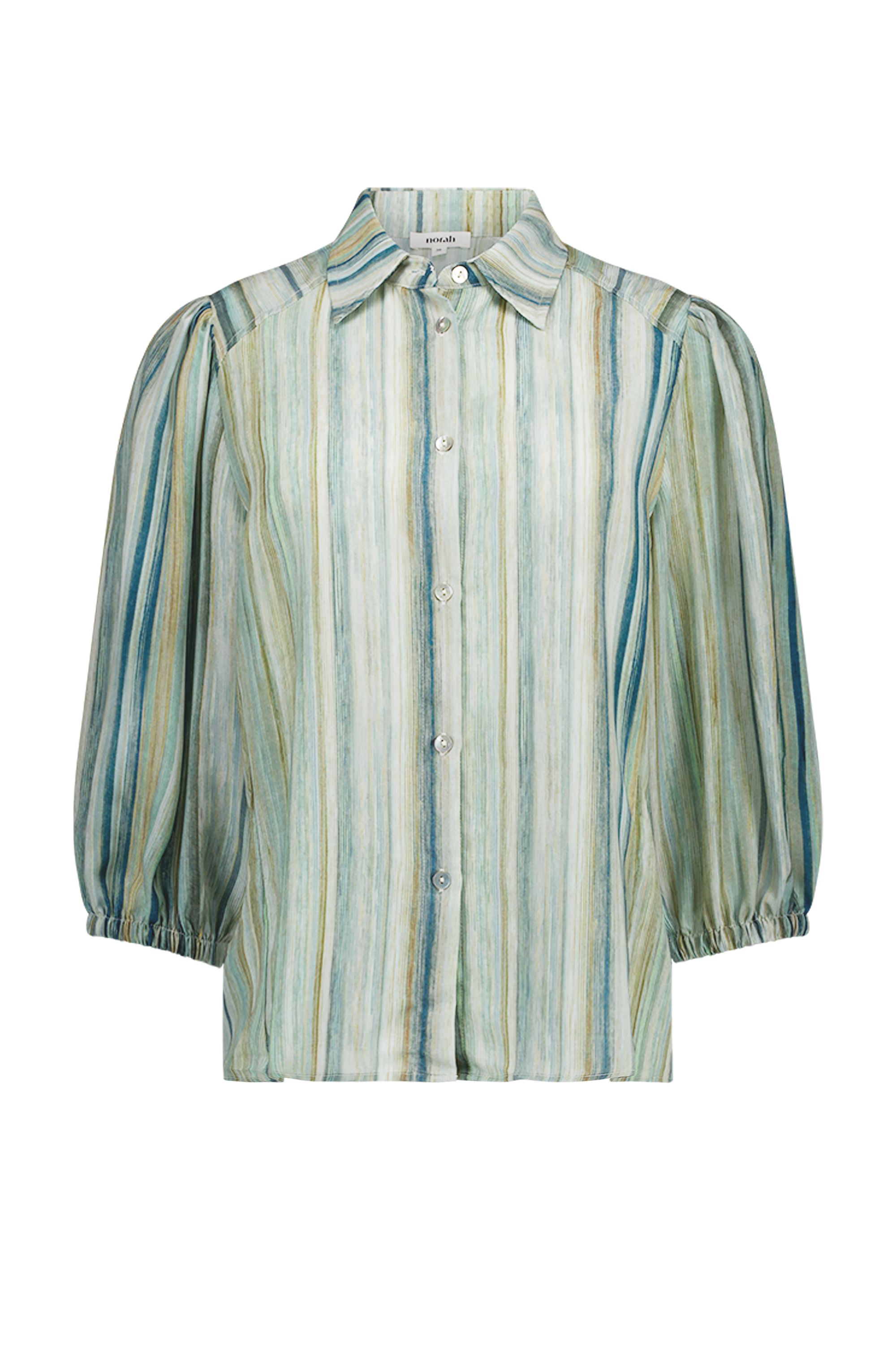 Norah Gestreepte groene blouse green multicolor 218311-520-48